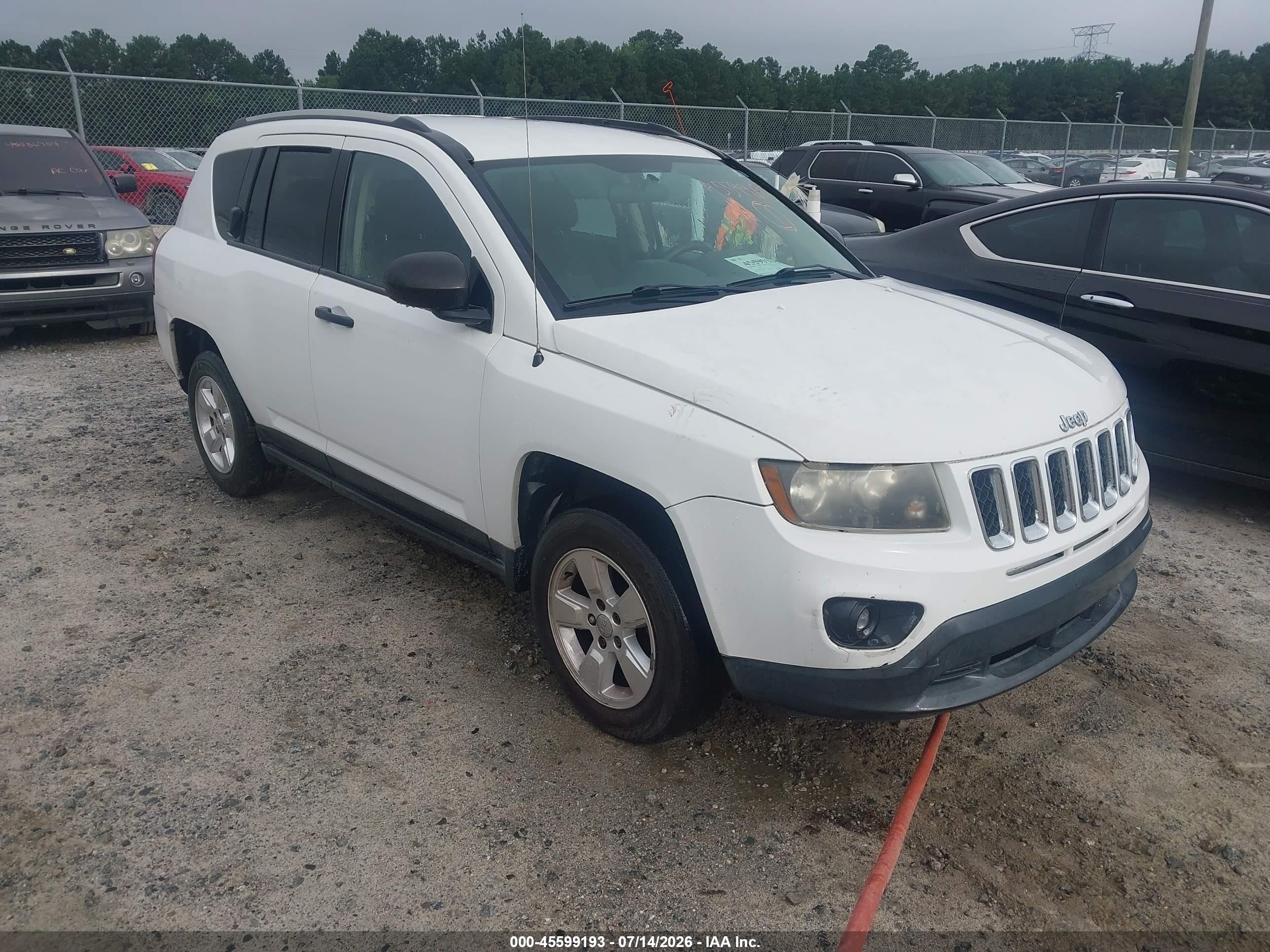 2014 Jeep Compass Sport White vin: 1C4NJCBB8ED772555