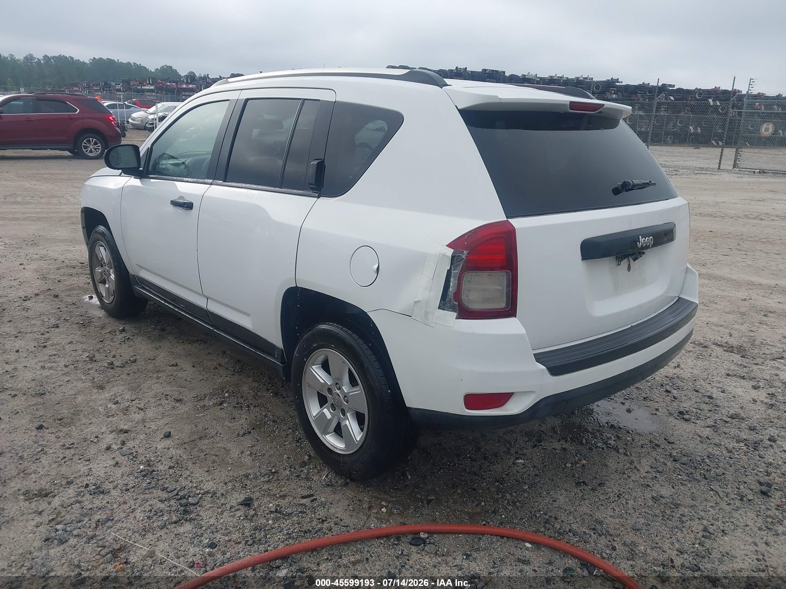 2014 Jeep Compass Sport White vin: 1C4NJCBB8ED772555