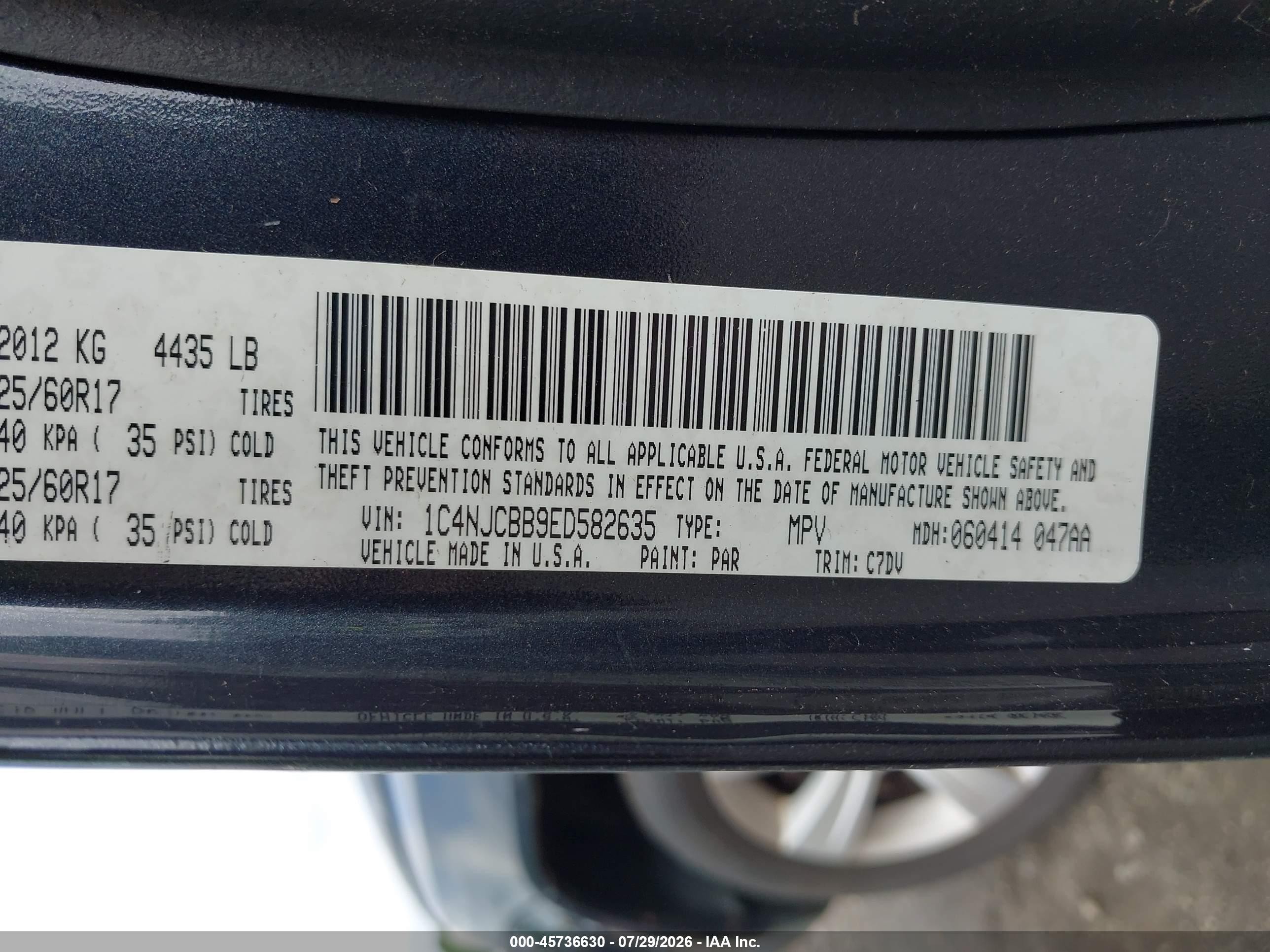 2014 Jeep Compass Sport Синий vin: 1C4NJCBB9ED582635