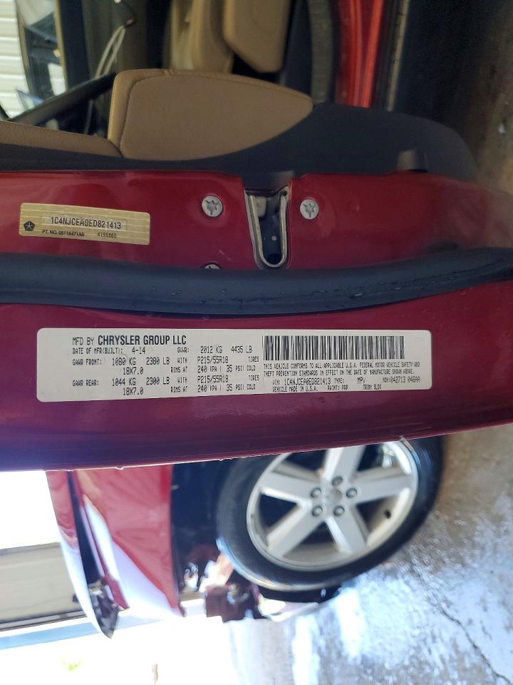 2014 Jeep Compass Latitude Red vin: 1C4NJCEA0ED821413