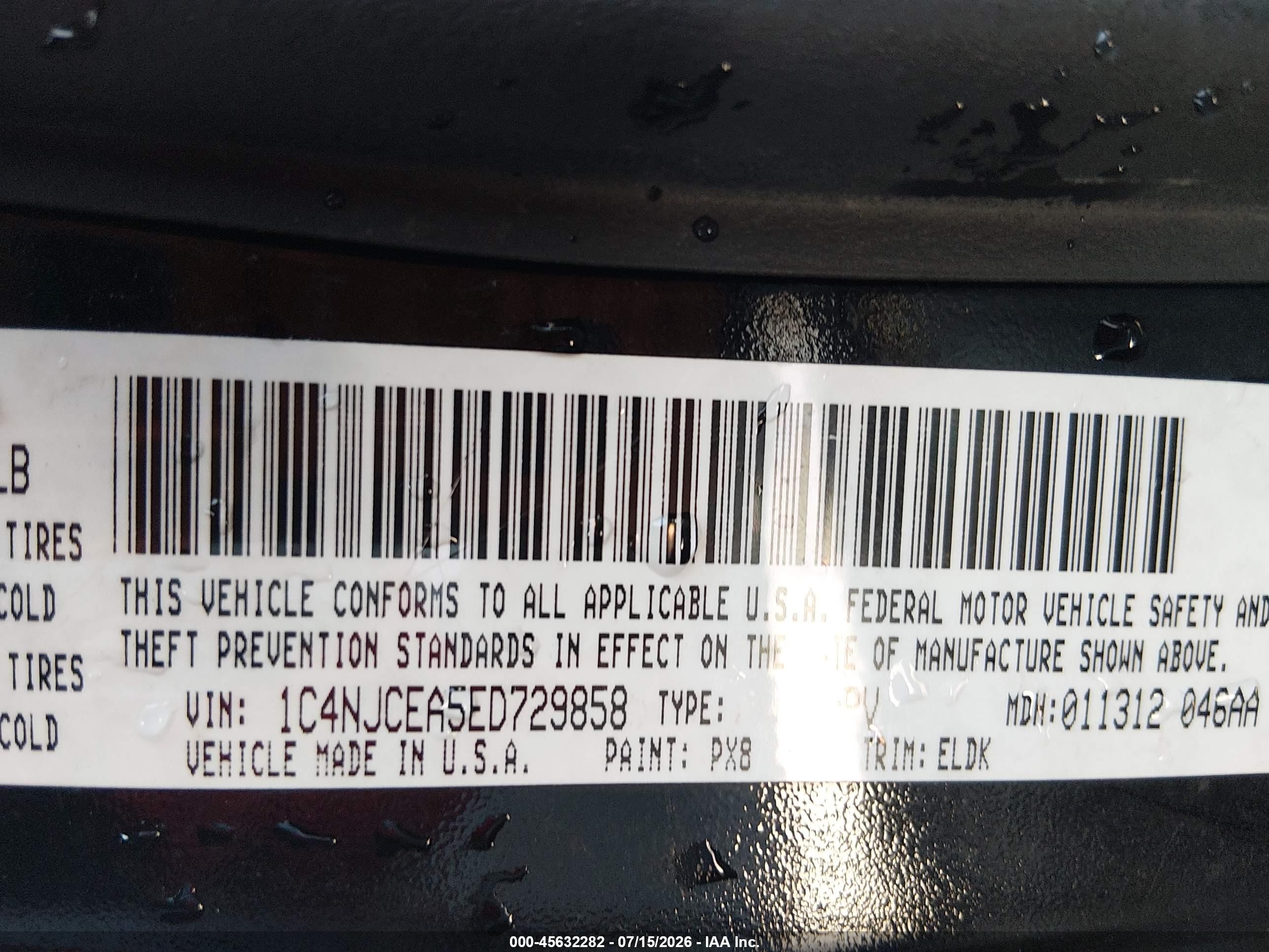 2014 Jeep Compass High Altitude Черный vin: 1C4NJCEA5ED729858