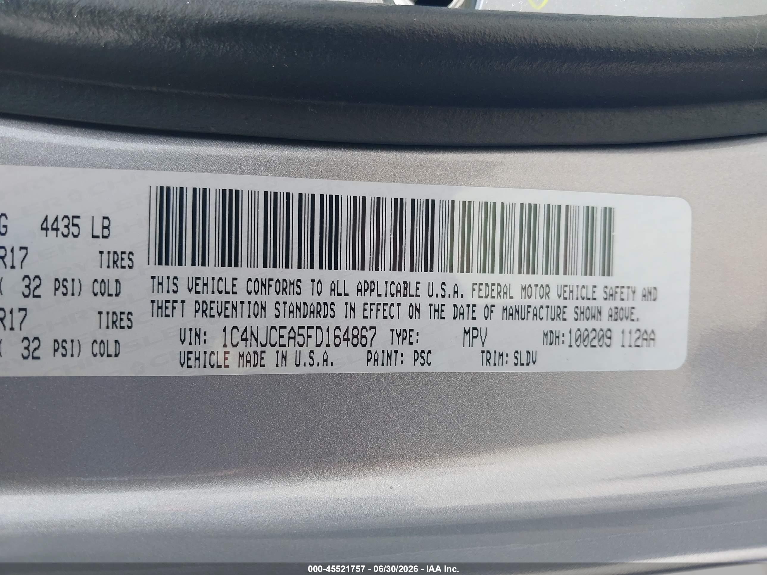 2015 Jeep Compass High Altitude Edition Silver vin: 1C4NJCEA5FD164867