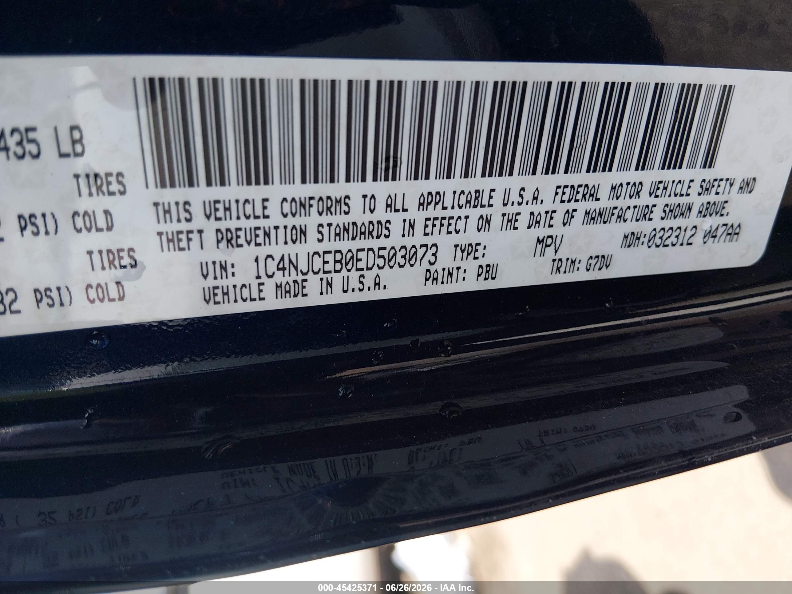 2014 Jeep Compass Latitude Blue vin: 1C4NJCEB0ED503073