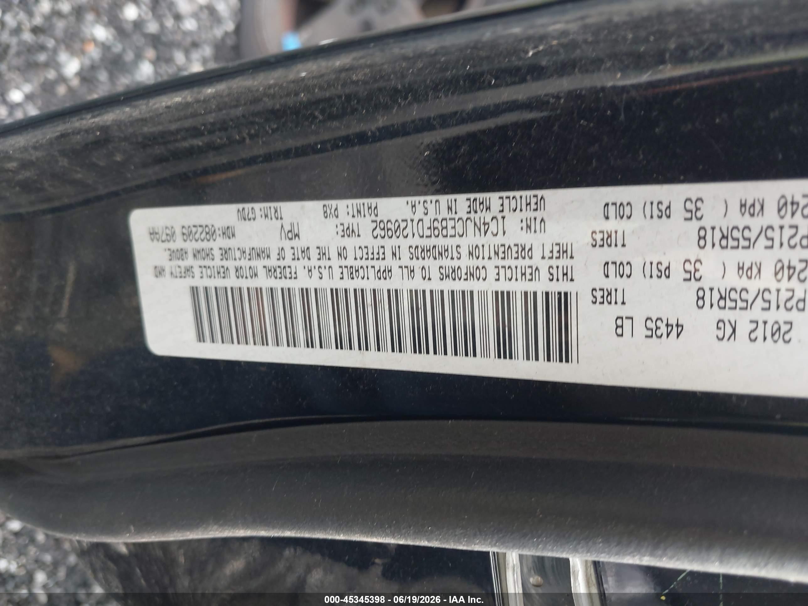 2015 Jeep Compass Latitude Black vin: 1C4NJCEB9FD120962