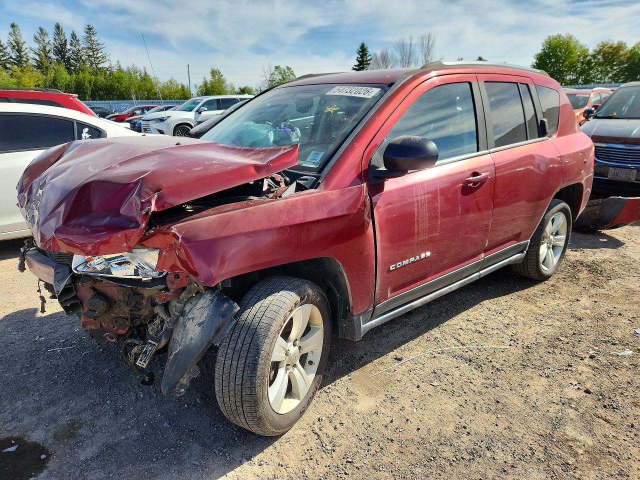 2013 Jeep Compass Red vin: 1C4NJDAB3DD243262