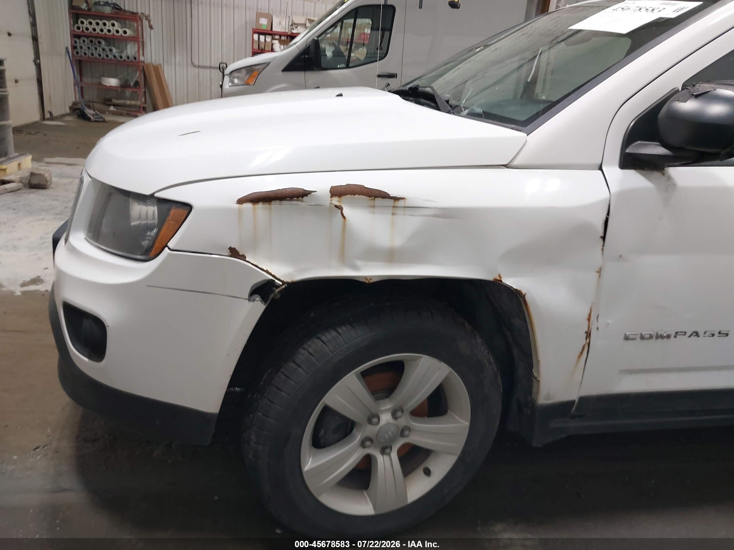 2014 Jeep Compass Sport White vin: 1C4NJDBB0ED538402
