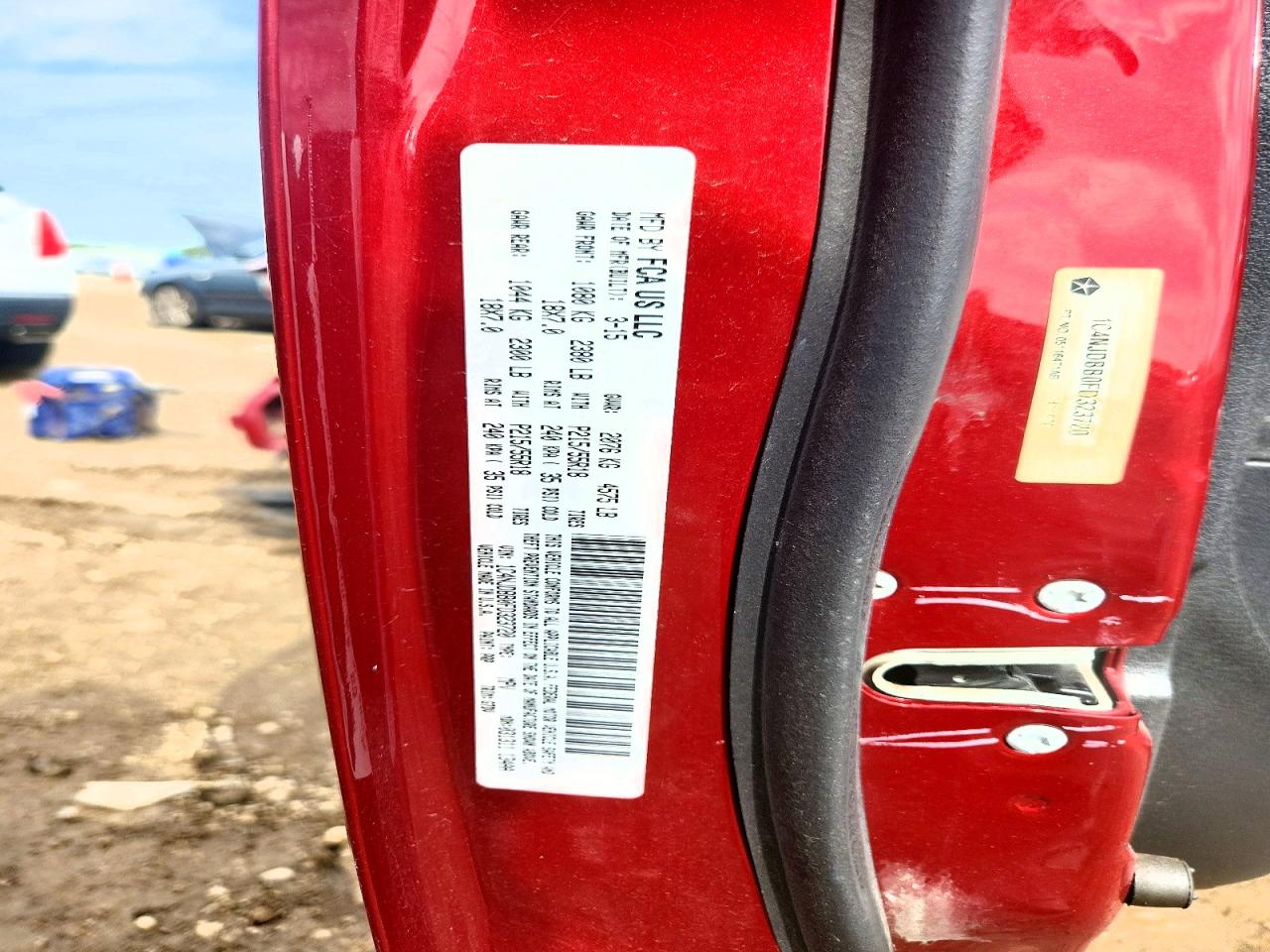 2015 Jeep Compass Sport Red vin: 1C4NJDBB0FD323720