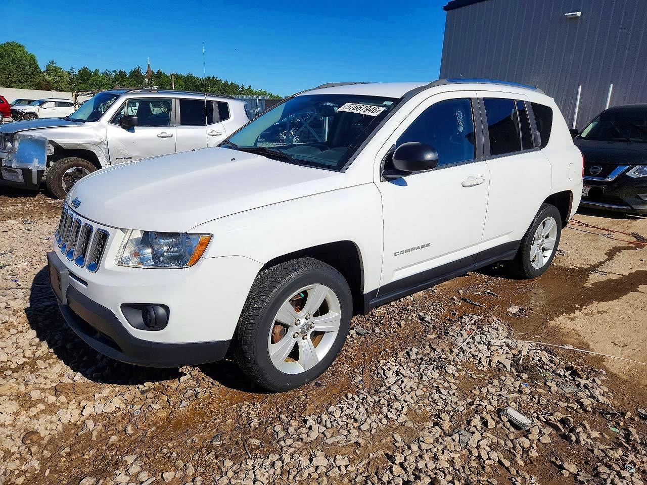 2013 Jeep Compass Sport White vin: 1C4NJDBB3DD196443