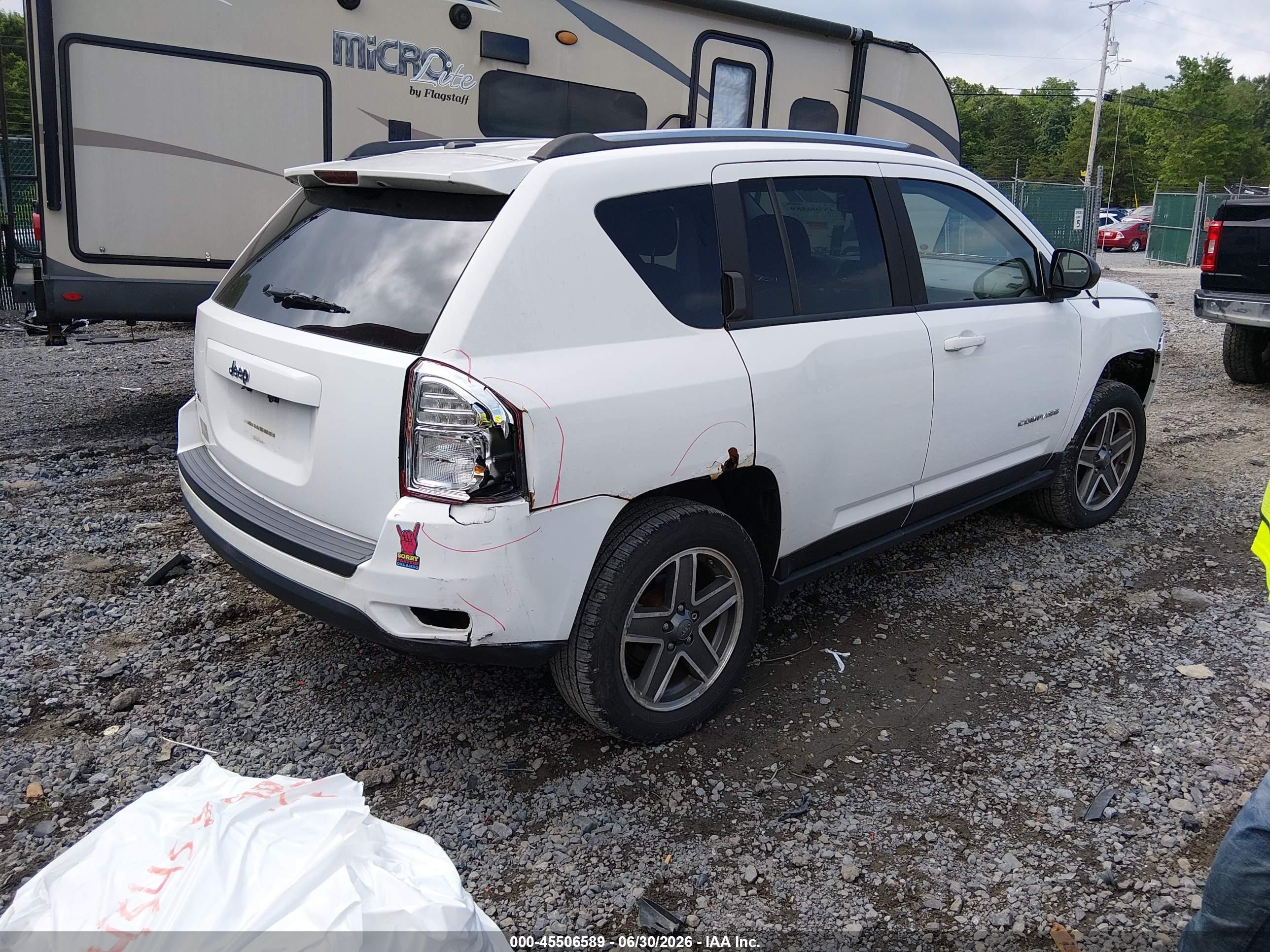 2013 Jeep Compass Sport Белый vin: 1C4NJDBB3DD231904