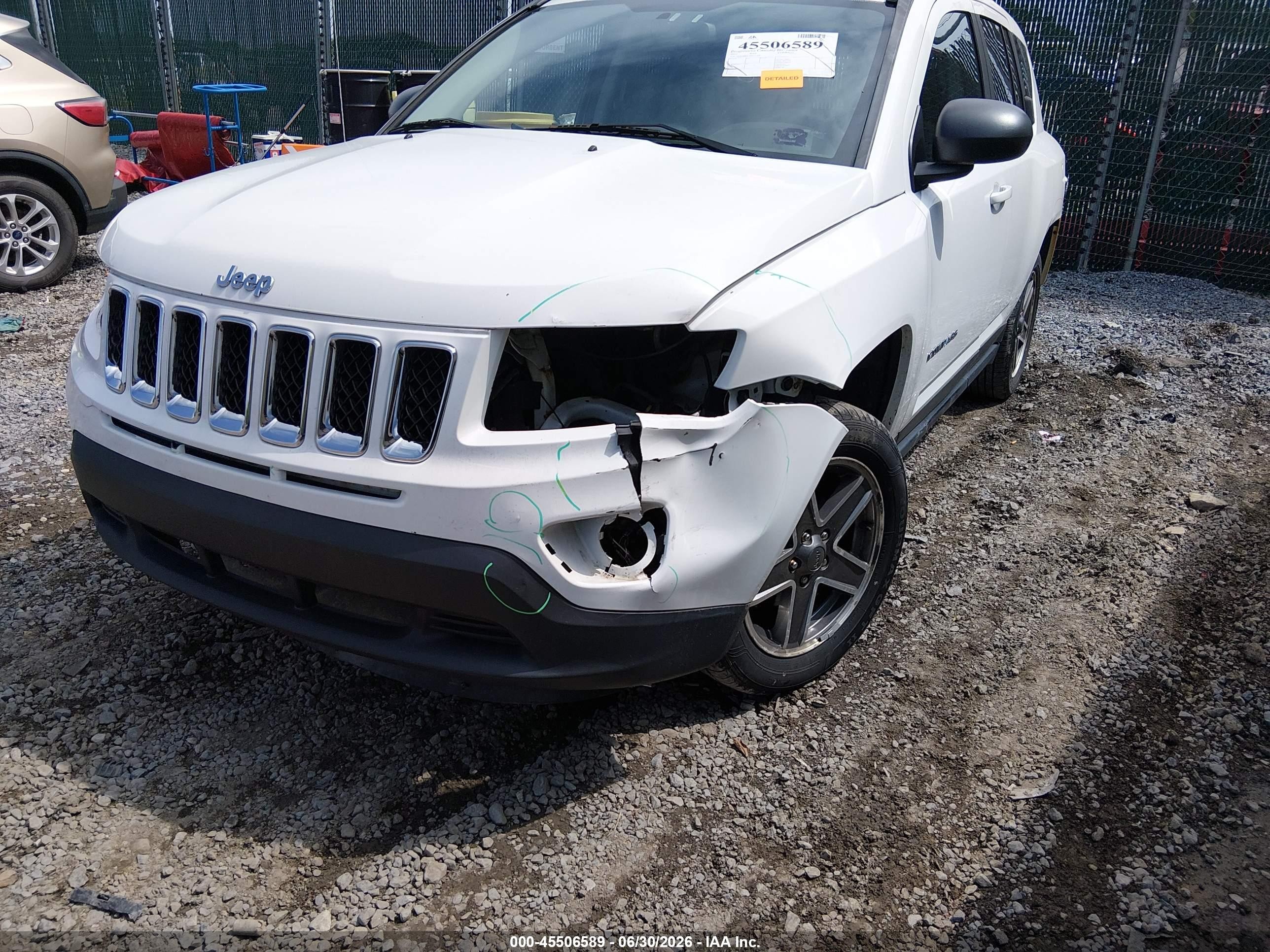 2013 Jeep Compass Sport Белый vin: 1C4NJDBB3DD231904