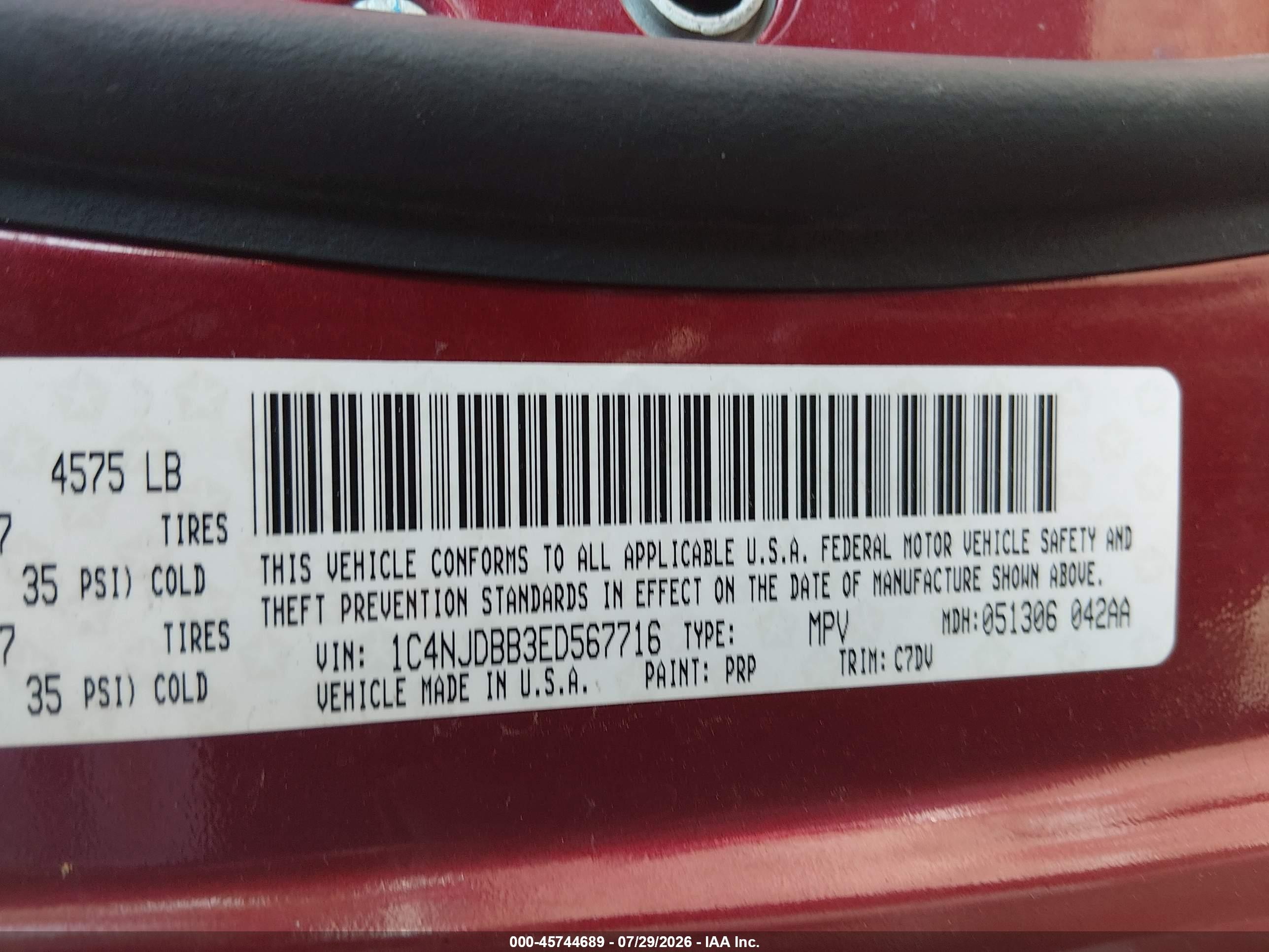 2014 Jeep Compass Sport Maroon vin: 1C4NJDBB3ED567716