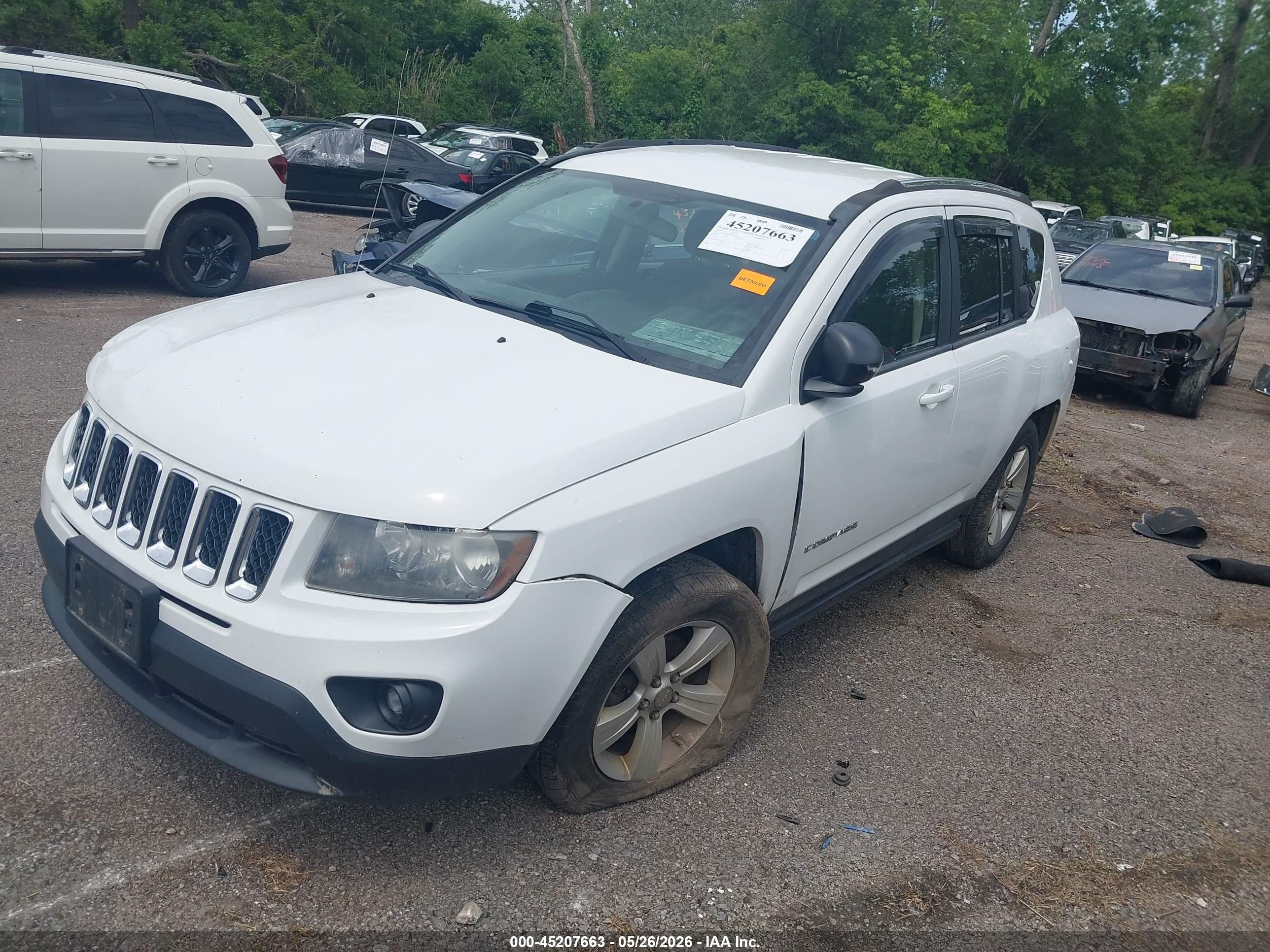 2014 Jeep Compass Sport White vin: 1C4NJDBB3ED567876