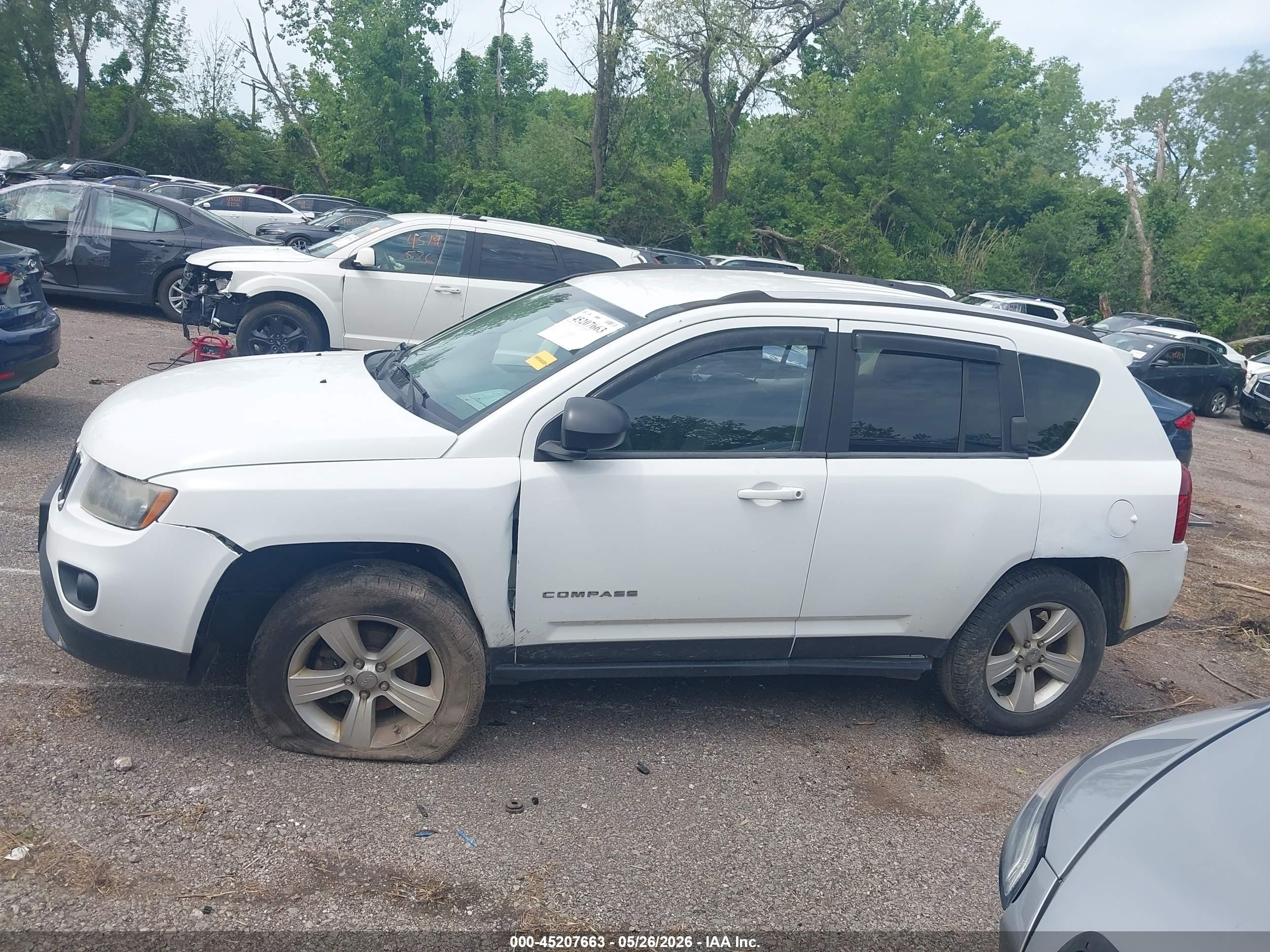 2014 Jeep Compass Sport White vin: 1C4NJDBB3ED567876