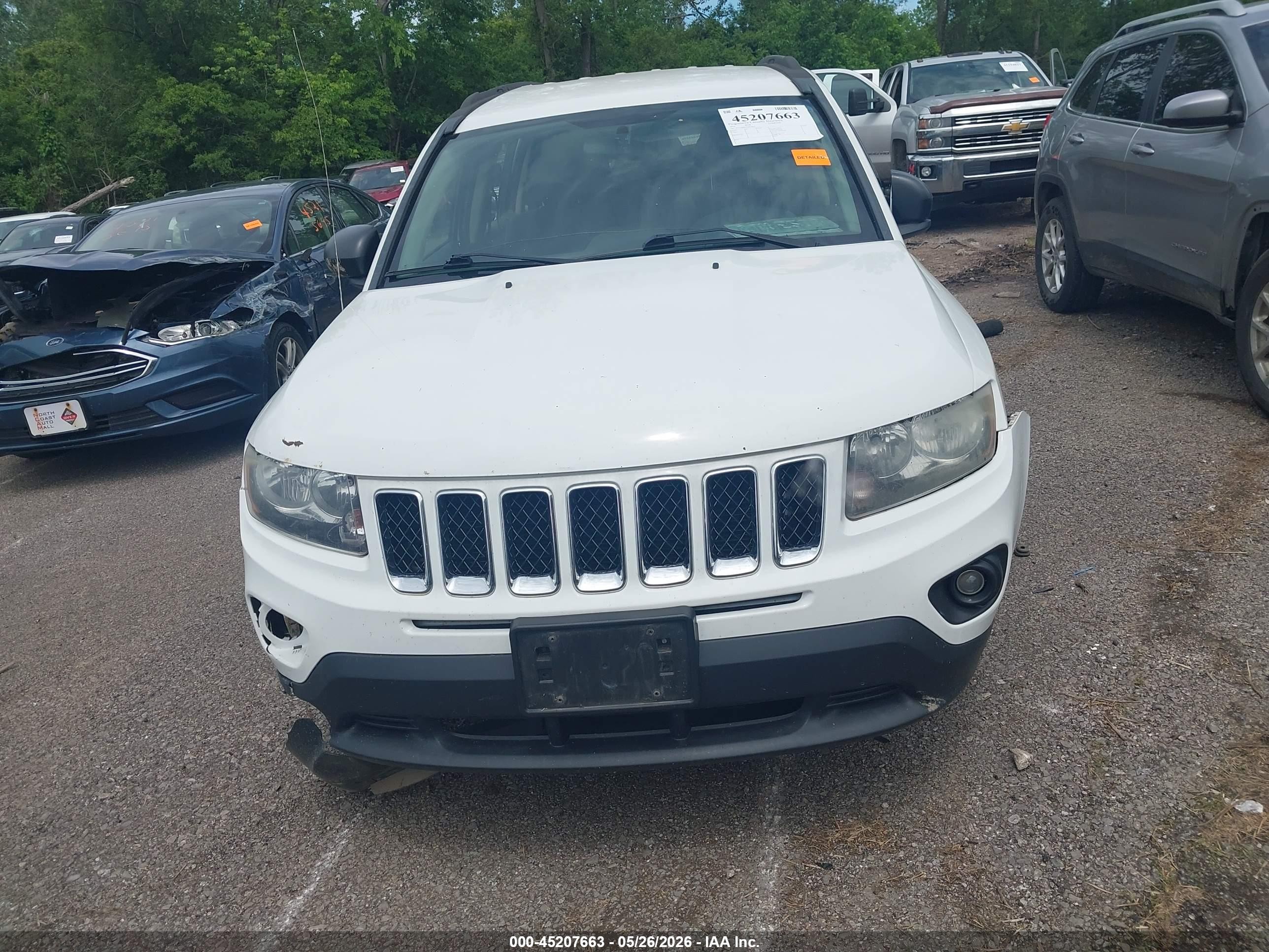 2014 Jeep Compass Sport White vin: 1C4NJDBB3ED567876