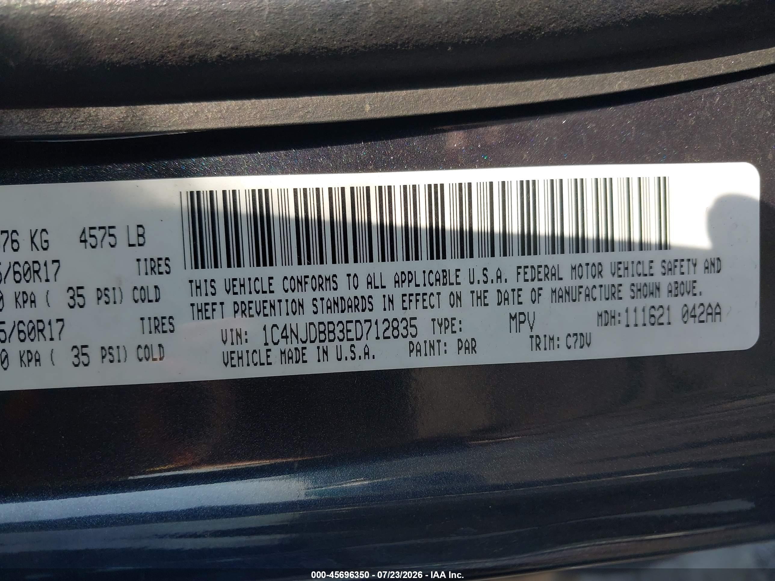 2014 Jeep Compass Sport Gray vin: 1C4NJDBB3ED712835