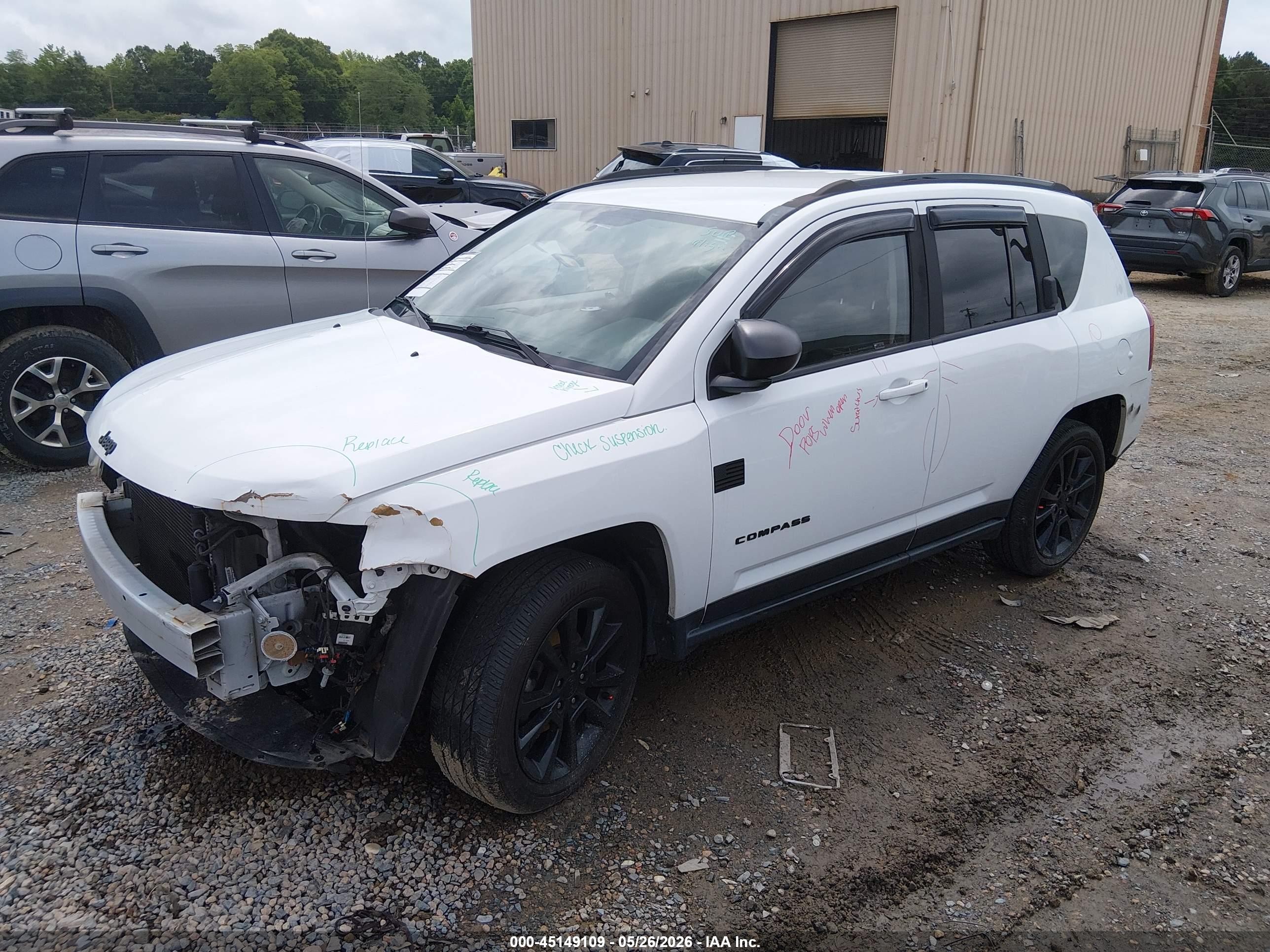 2015 Jeep Compass Altitude Edition White vin: 1C4NJDBB6FD325181