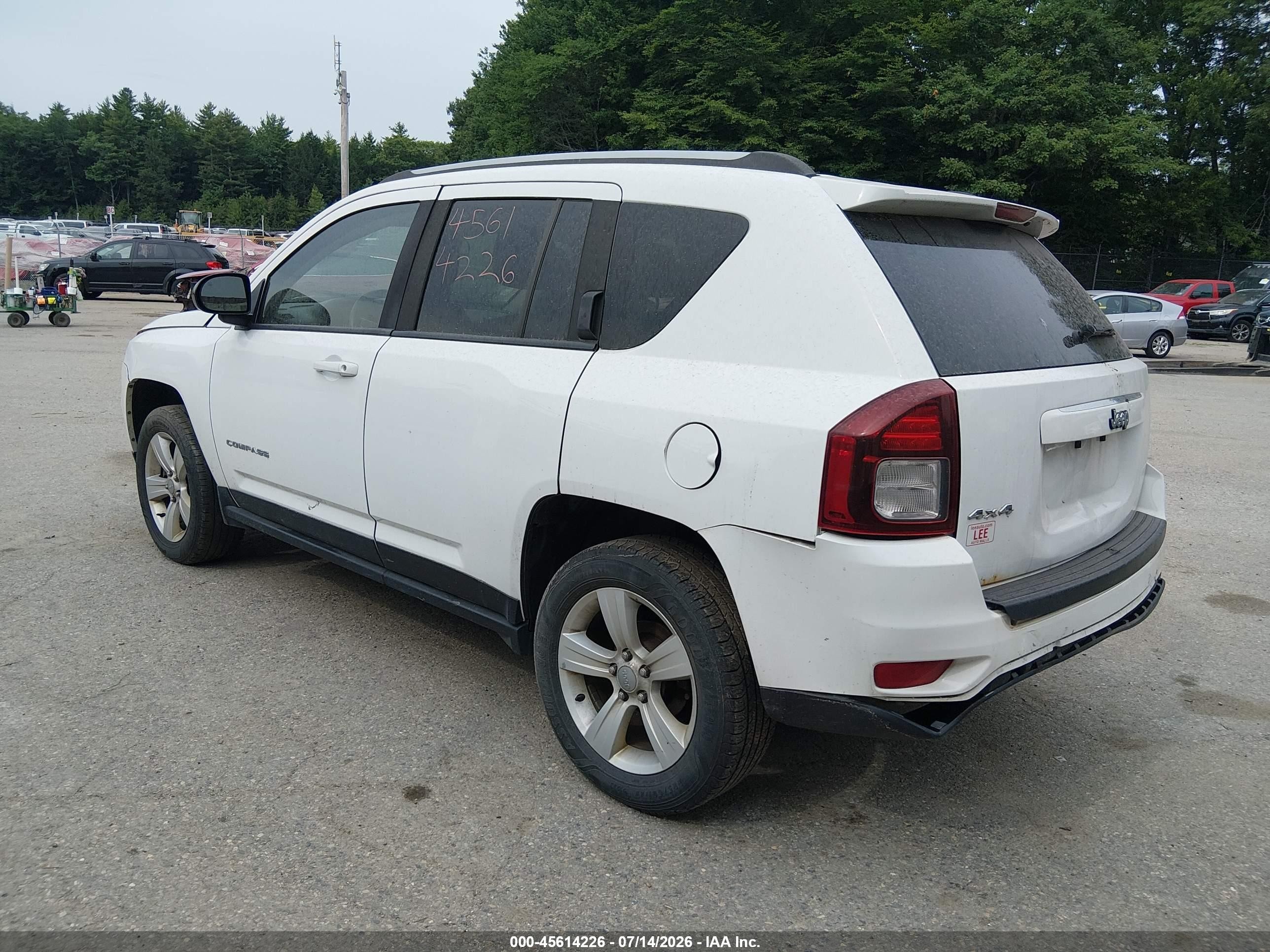 2015 Jeep Compass Sport White vin: 1C4NJDBB6FD395778