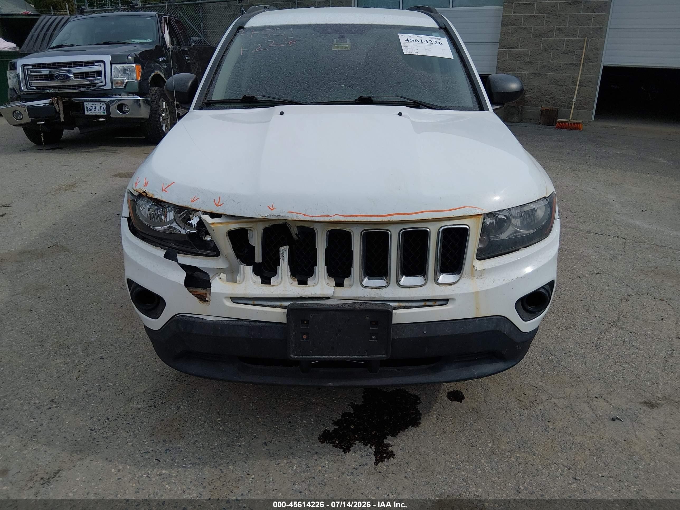2015 Jeep Compass Sport White vin: 1C4NJDBB6FD395778
