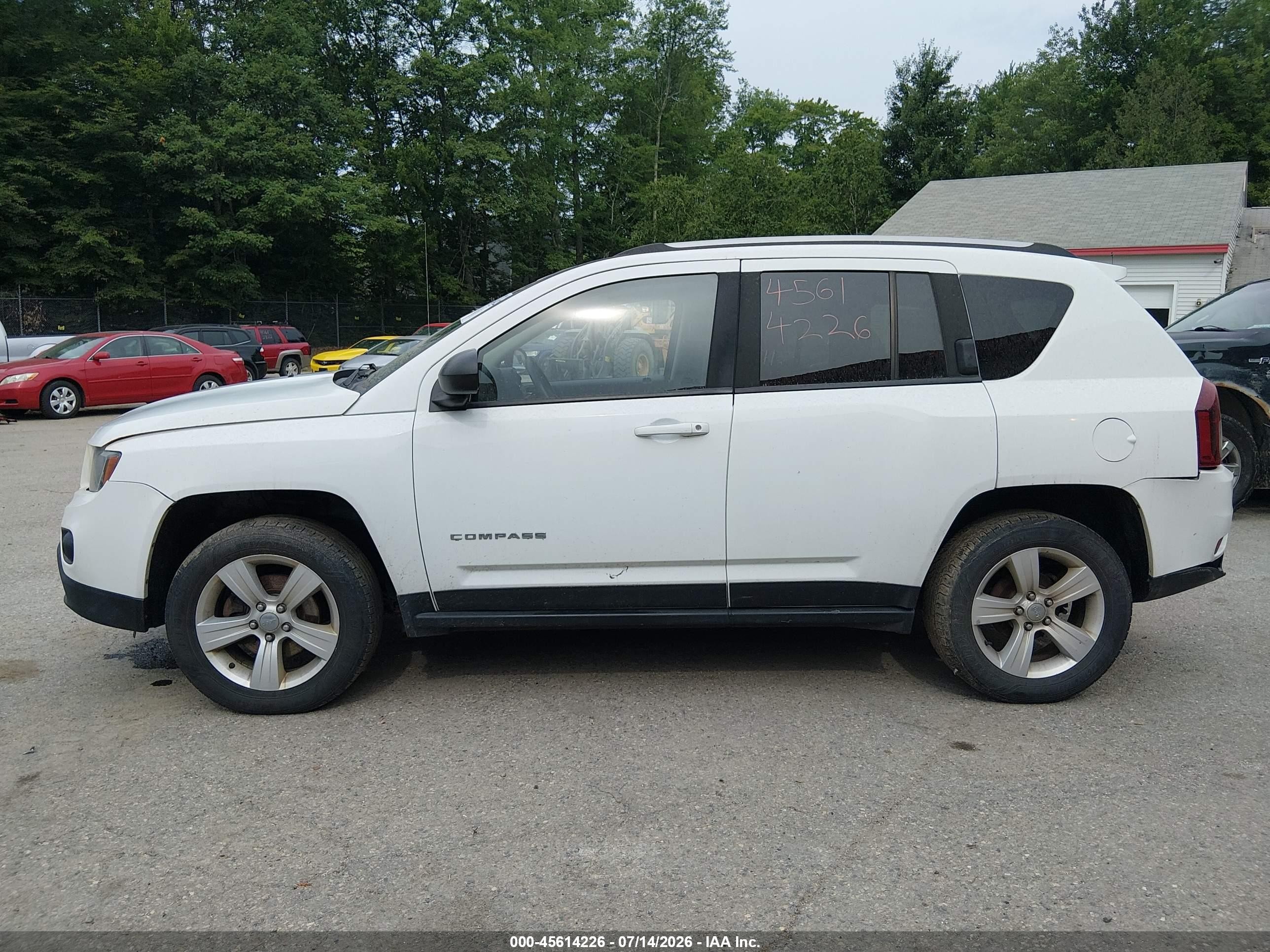 2015 Jeep Compass Sport White vin: 1C4NJDBB6FD395778