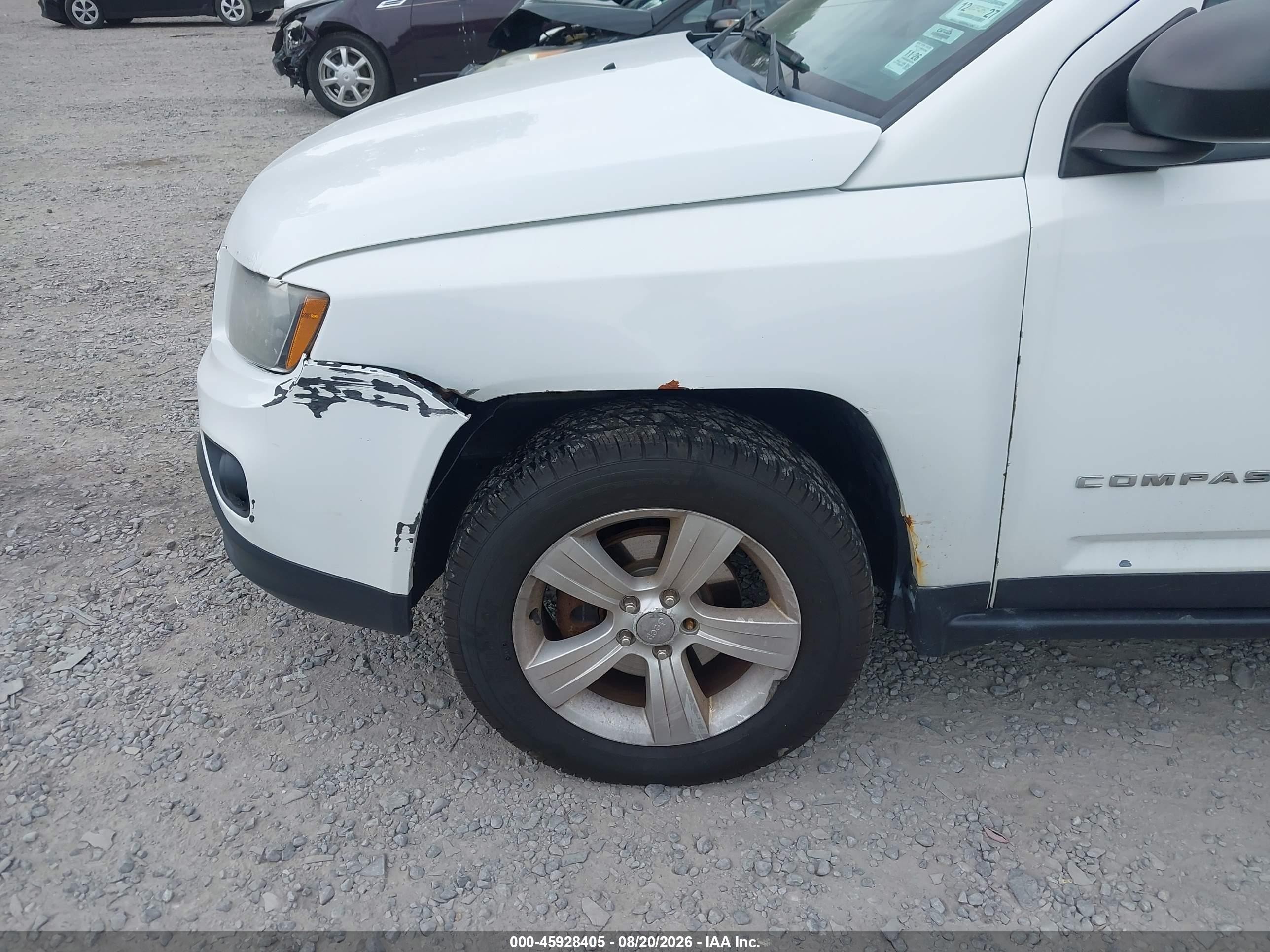 2015 Jeep Compass Sport White vin: 1C4NJDBB6FD437544