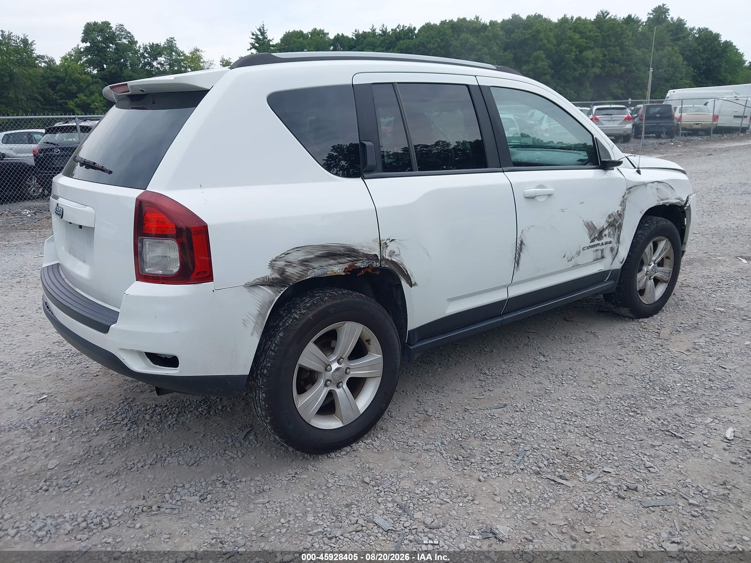 2015 Jeep Compass Sport White vin: 1C4NJDBB6FD437544