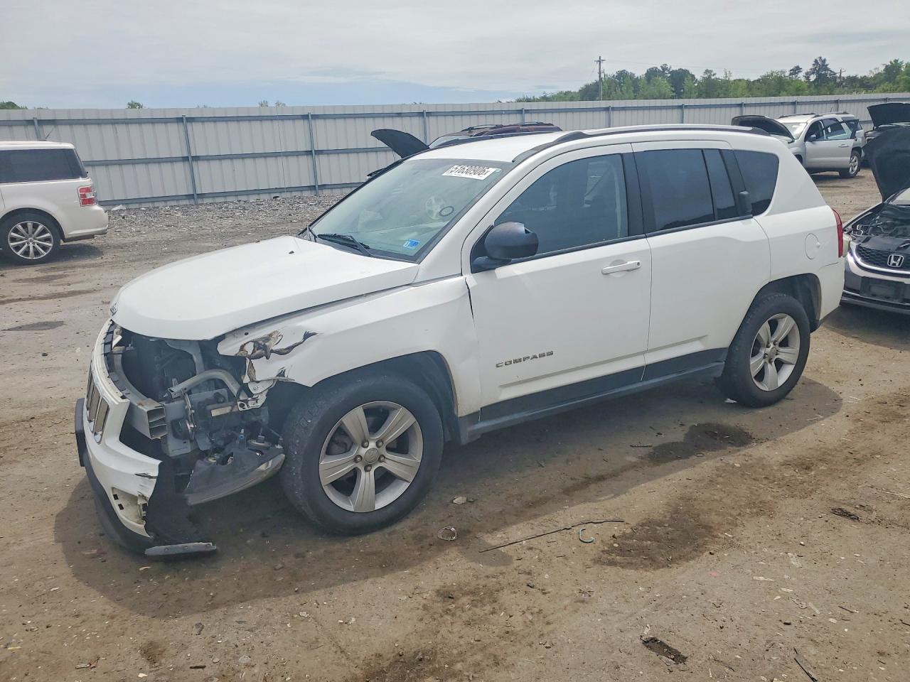 2014 Jeep Compass Sport White vin: 1C4NJDBB7ED709436