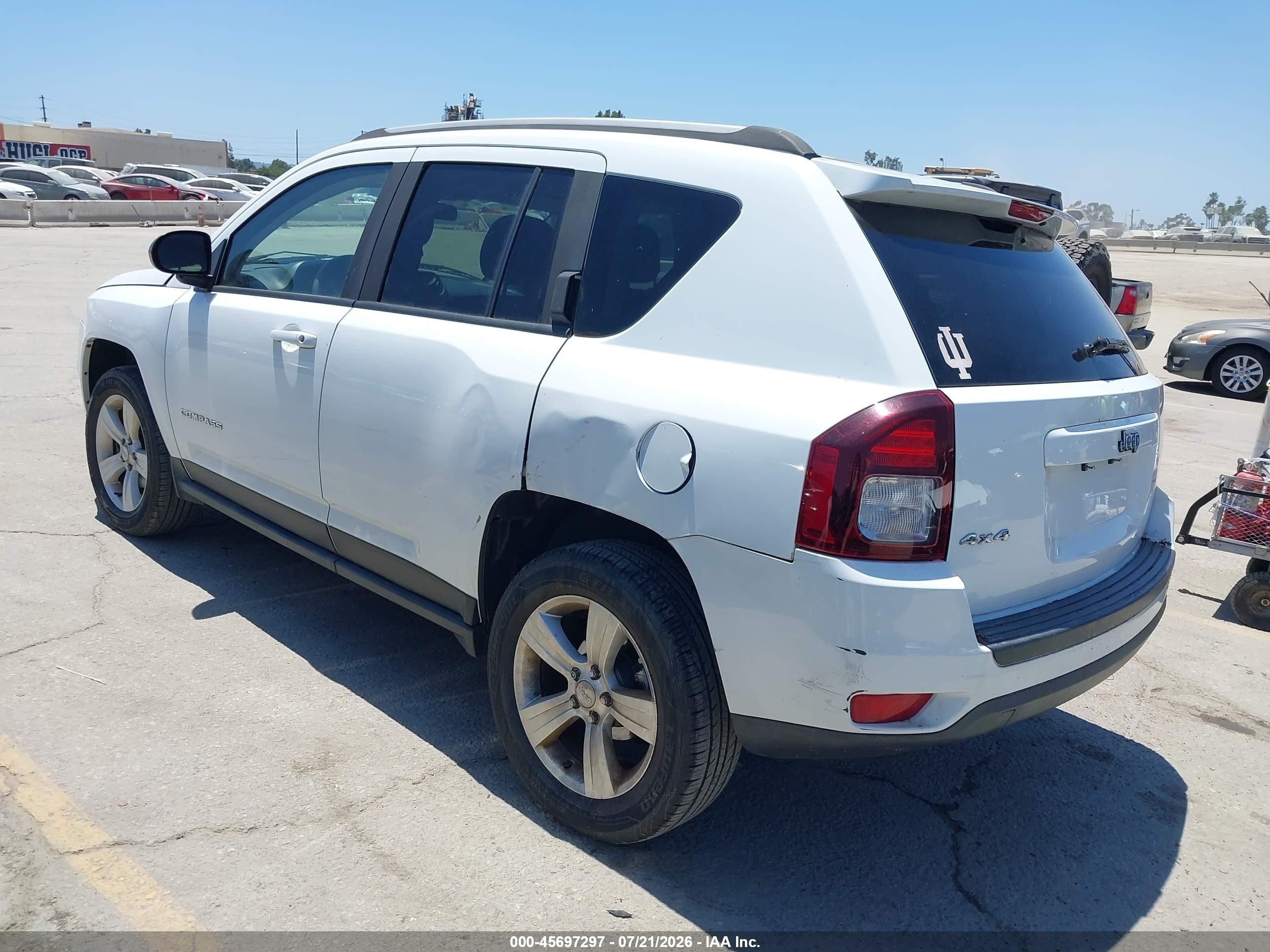 2015 Jeep Compass Sport White vin: 1C4NJDBB7FD218107