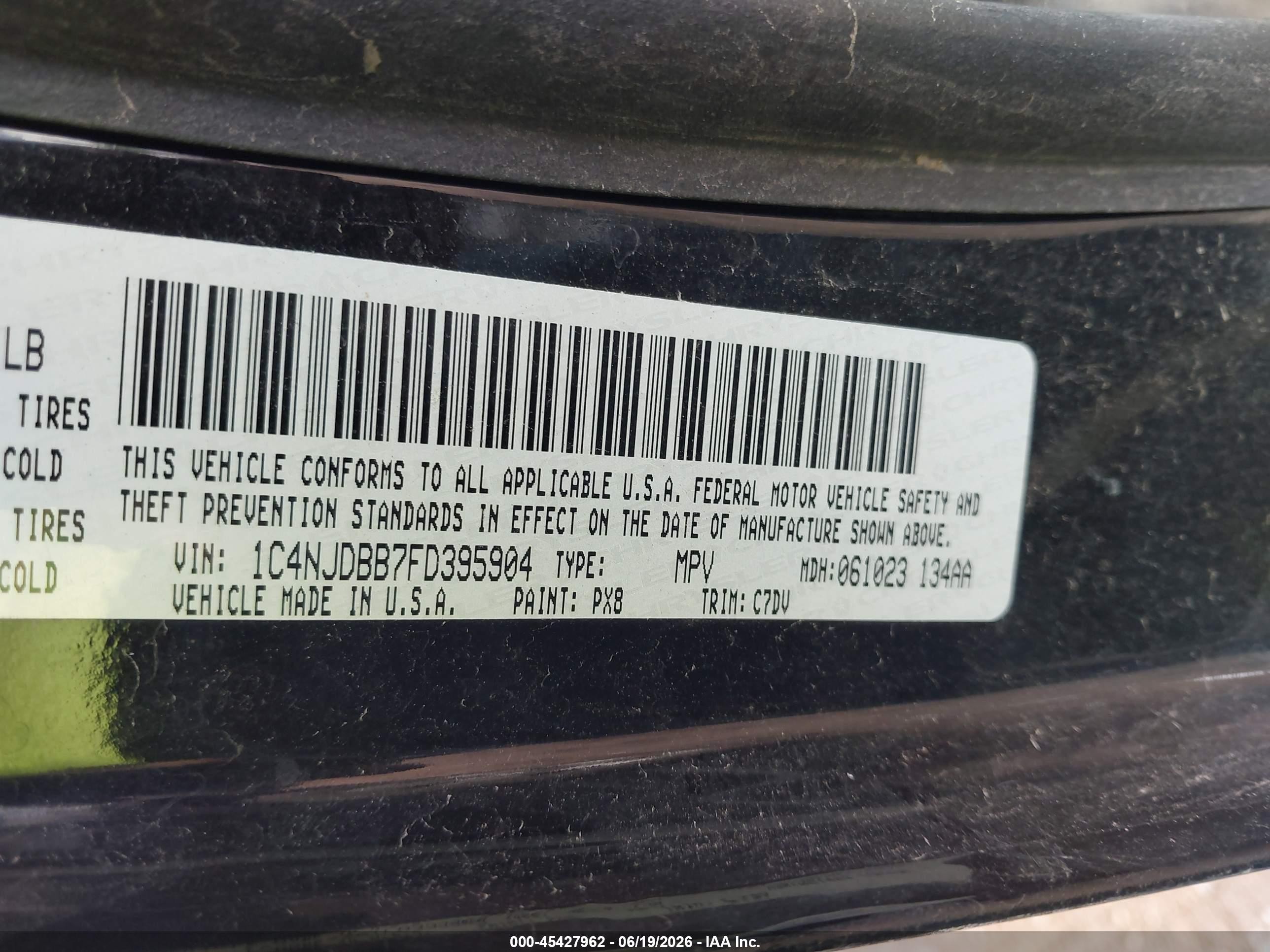 2015 Jeep Compass Sport Black vin: 1C4NJDBB7FD395904