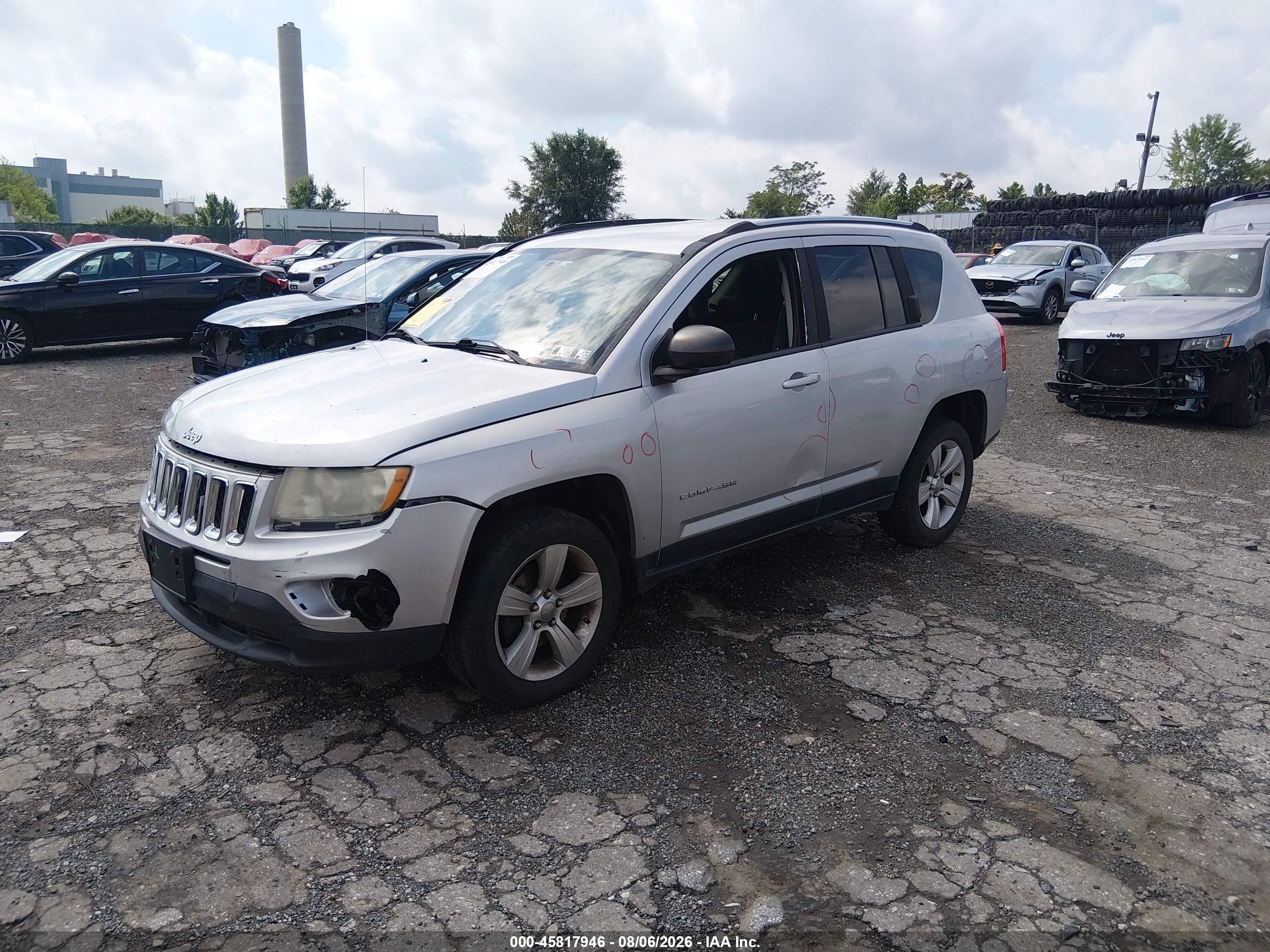 2012 Jeep Compass Sport Silver vin: 1C4NJDBB8CD566865