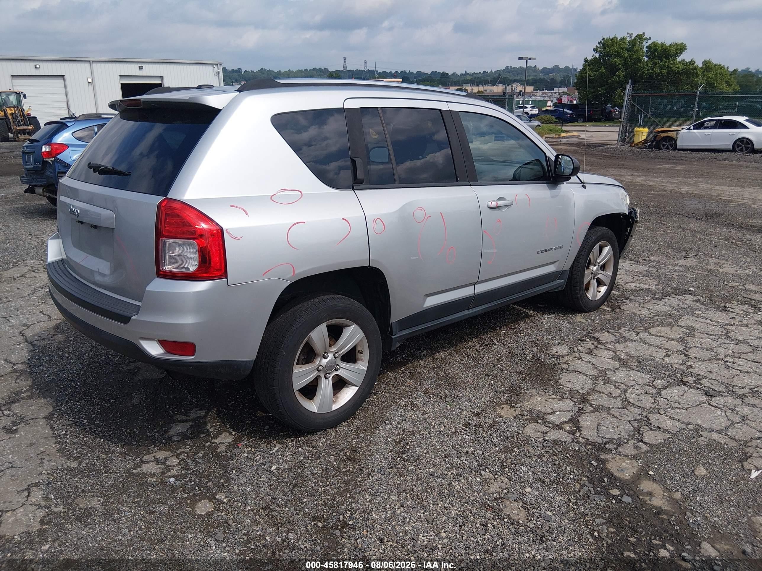 2012 Jeep Compass Sport Silver vin: 1C4NJDBB8CD566865