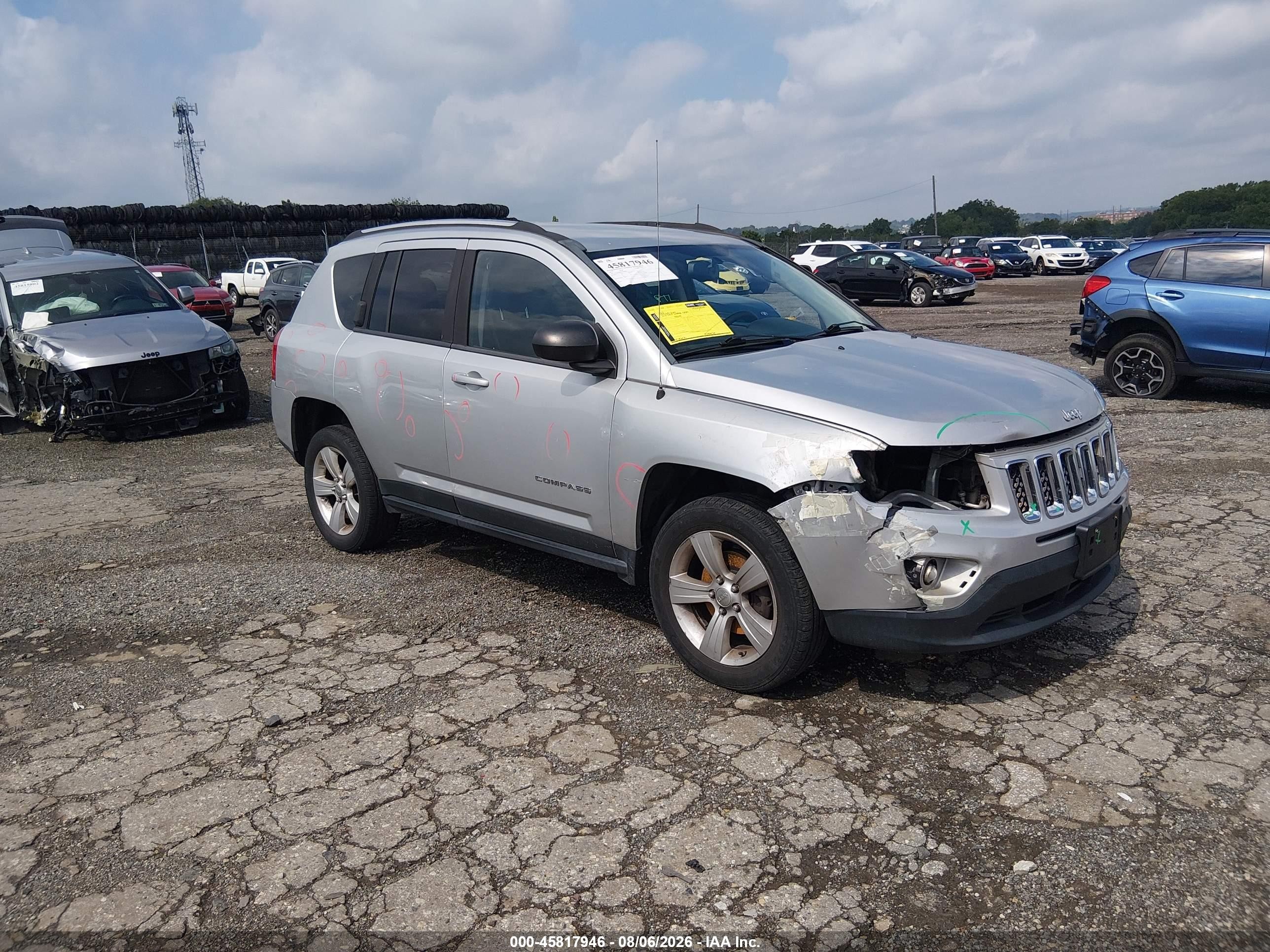 2012 Jeep Compass Sport Silver vin: 1C4NJDBB8CD566865