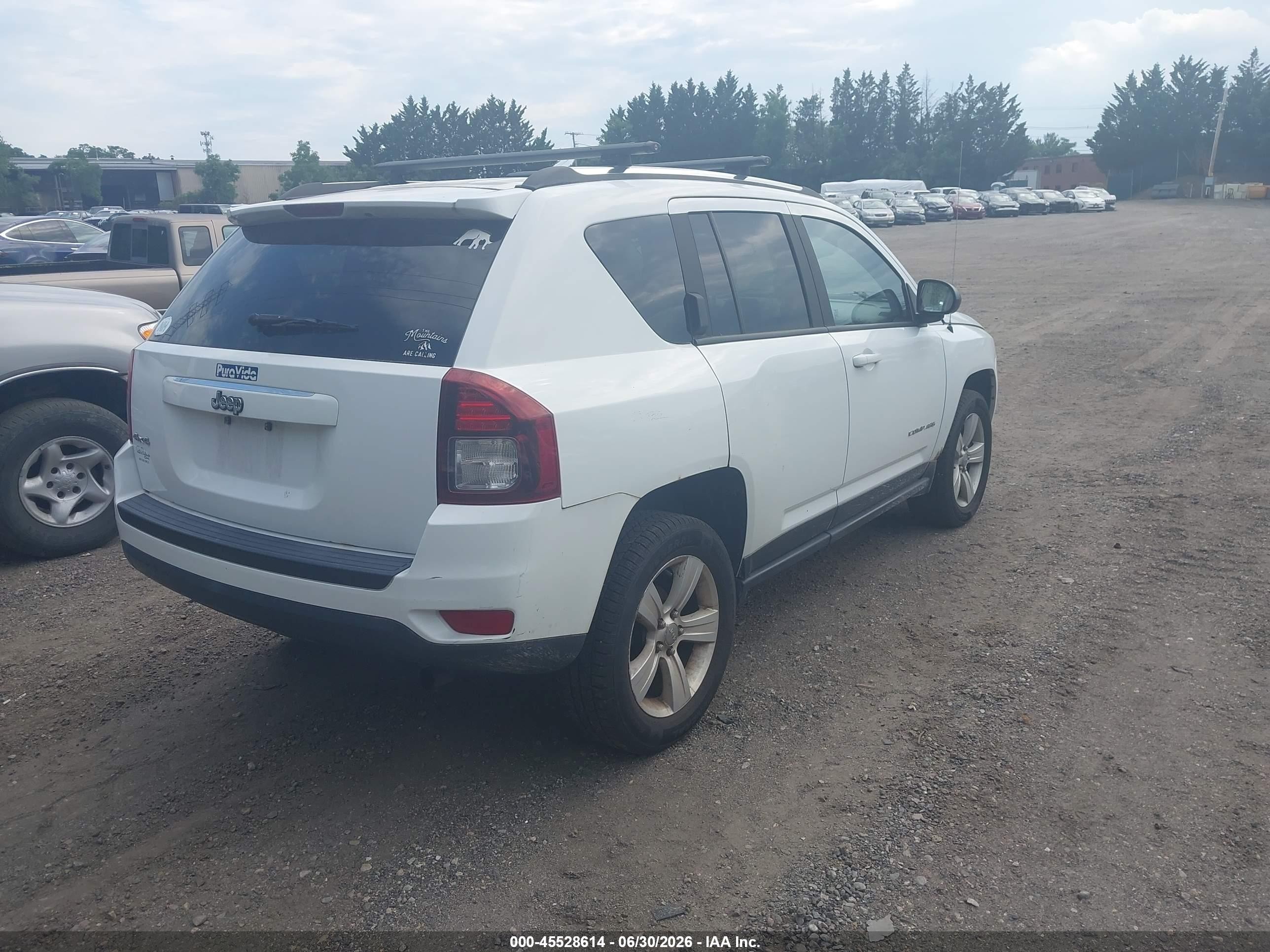 2014 Jeep Compass Sport White vin: 1C4NJDBB8ED777549
