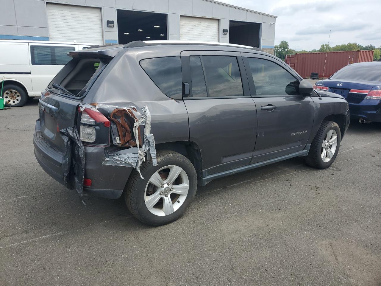 2015 Jeep Compass Sport Gray vin: 1C4NJDBB8FD257191 Damage: Rear Bumper/Cover, Broken, Replacement Required