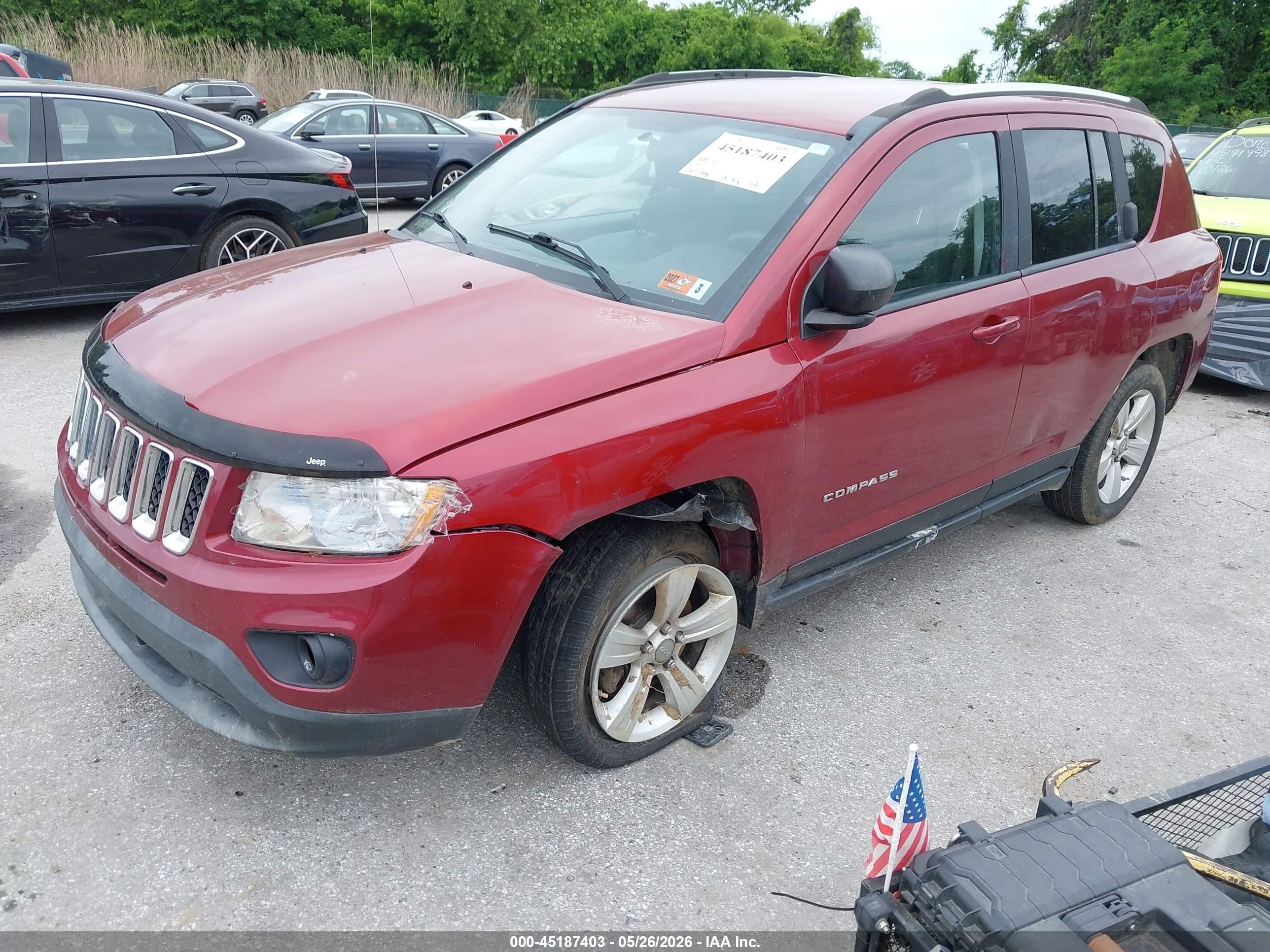 2012 Jeep Compass Sport Красный vin: 1C4NJDBB9CD683547