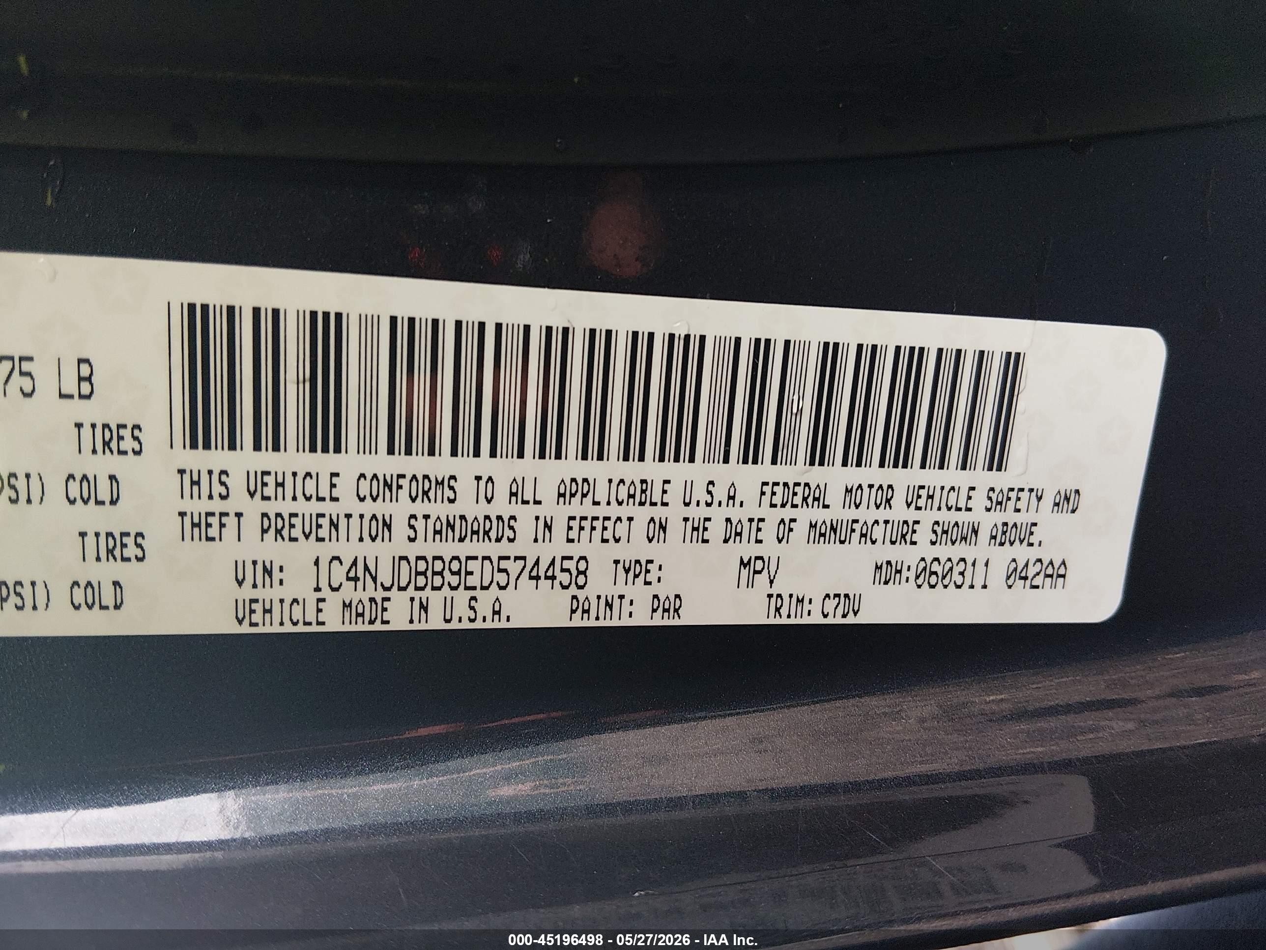 2014 Jeep Compass Sport Gray vin: 1C4NJDBB9ED574458