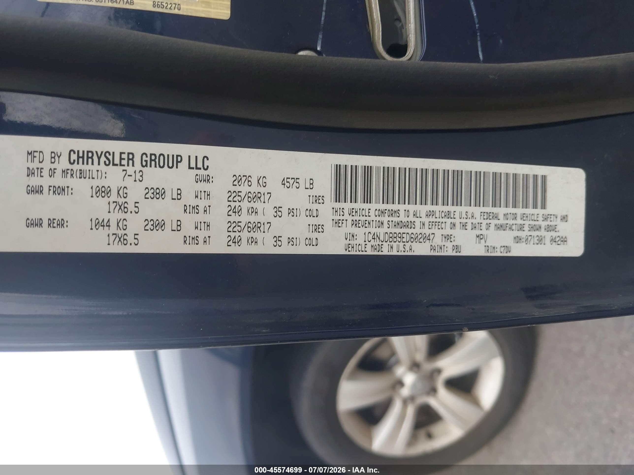 2014 Jeep Compass Sport Blue vin: 1C4NJDBB9ED602047