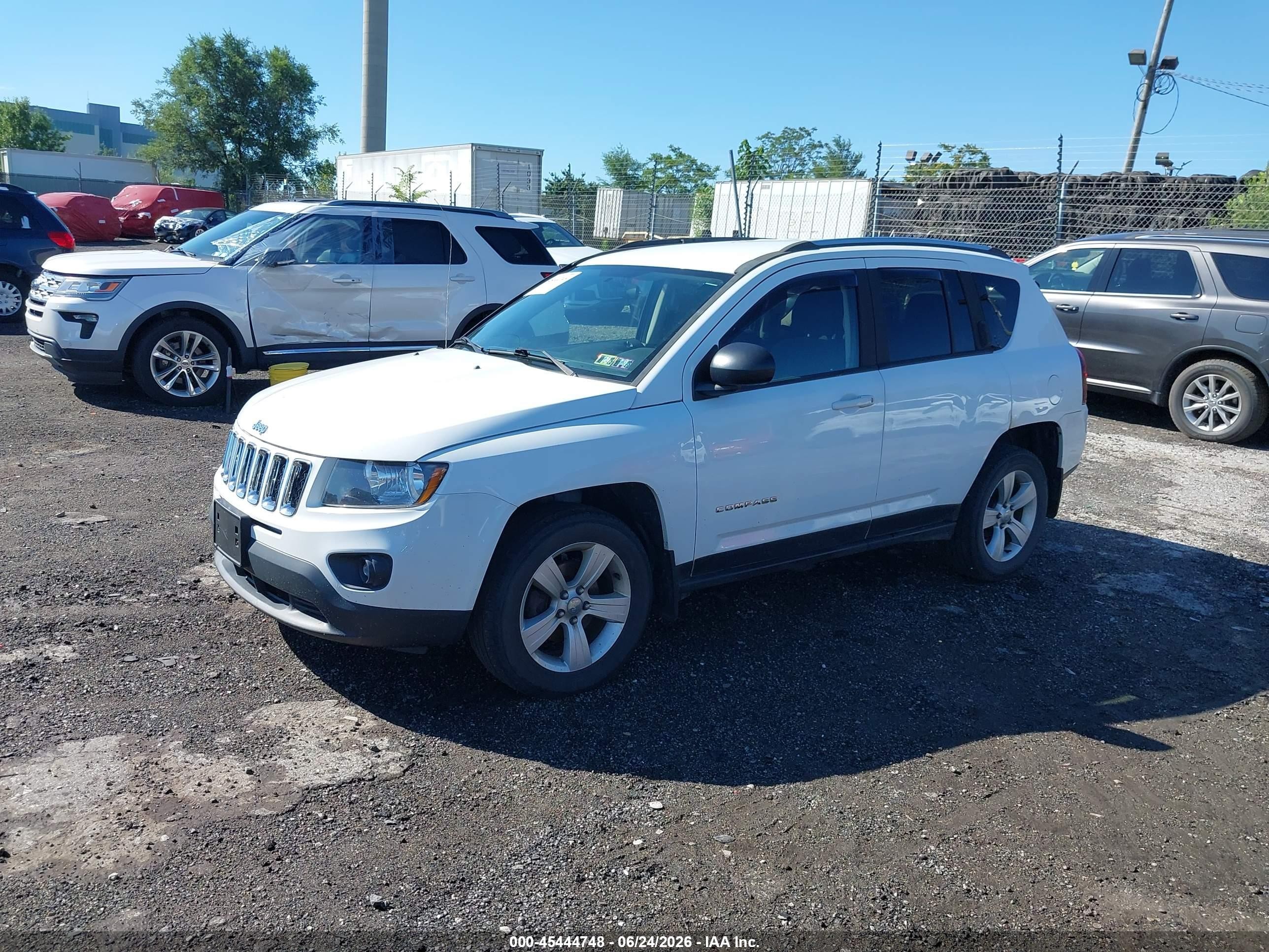 2014 Jeep Compass Sport White vin: 1C4NJDBB9ED721779