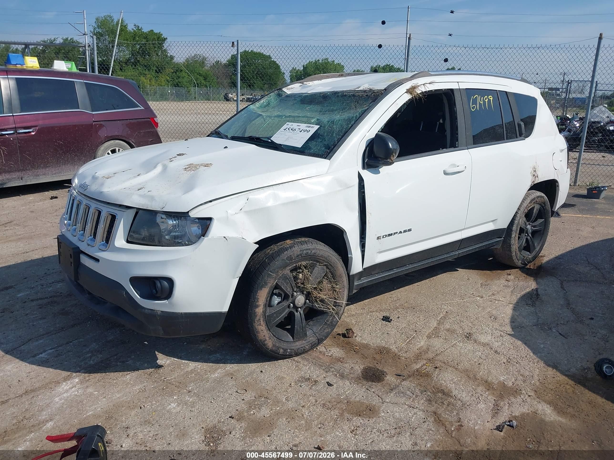 2015 Jeep Compass Sport White vin: 1C4NJDBB9FD225673