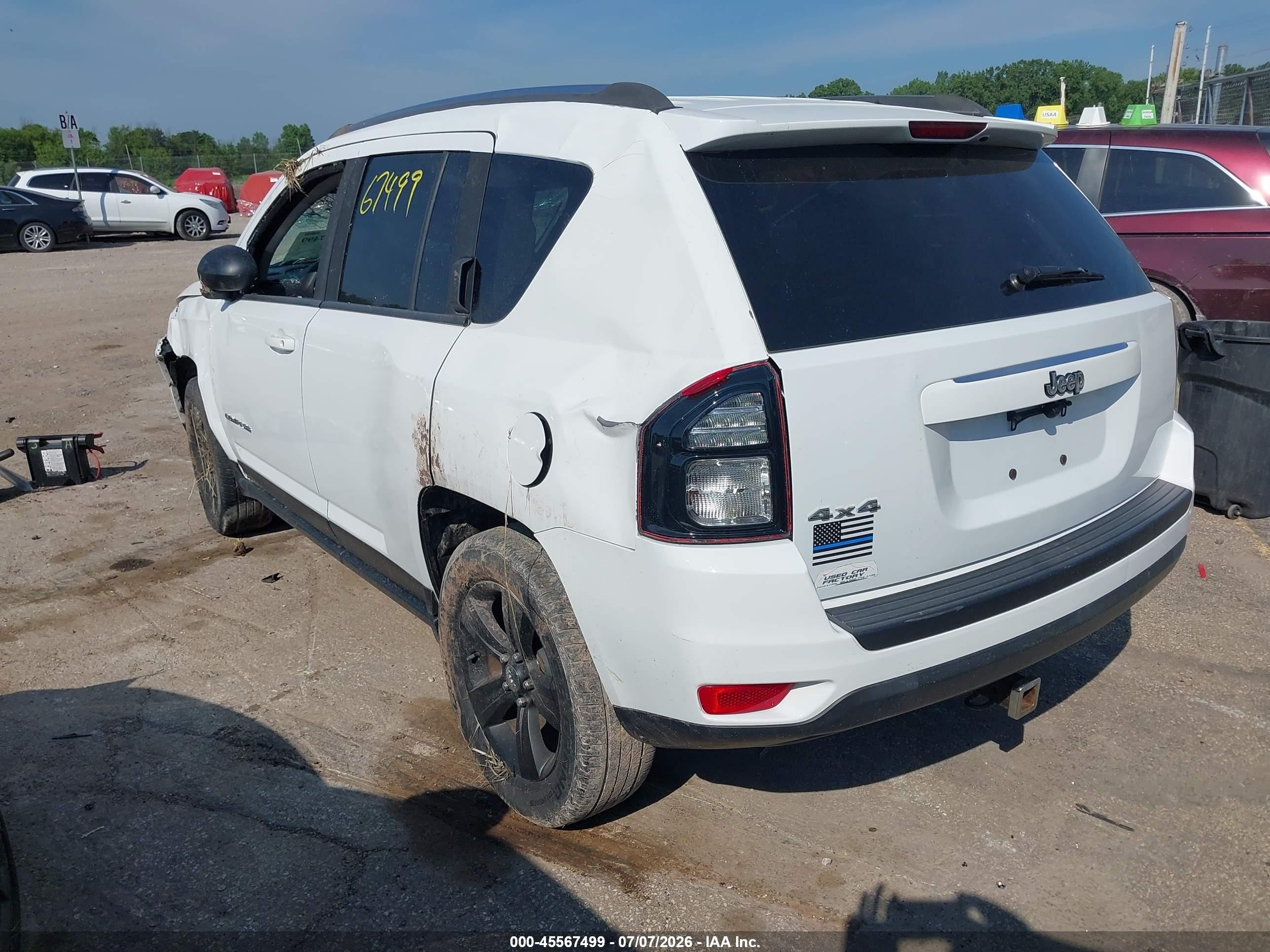 2015 Jeep Compass Sport White vin: 1C4NJDBB9FD225673