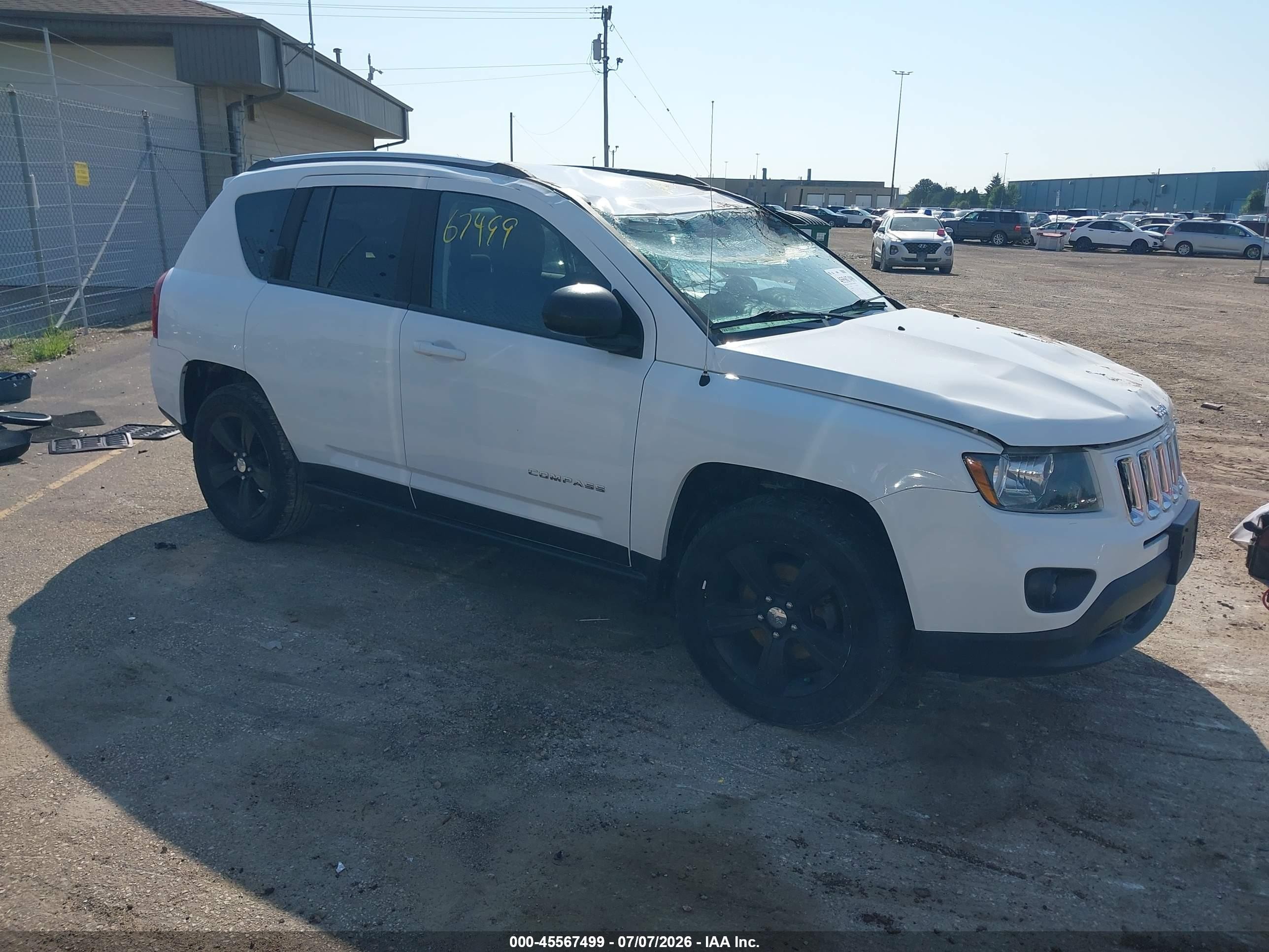 2015 Jeep Compass Sport White vin: 1C4NJDBB9FD225673