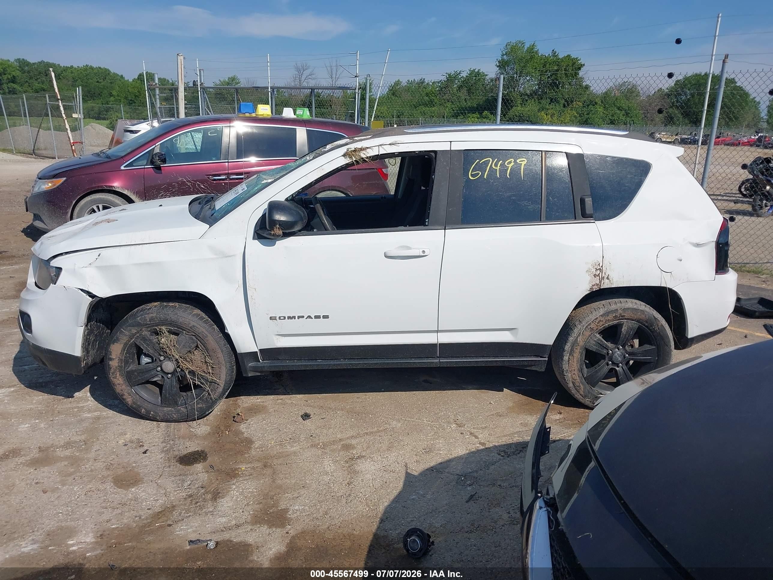 2015 Jeep Compass Sport White vin: 1C4NJDBB9FD225673