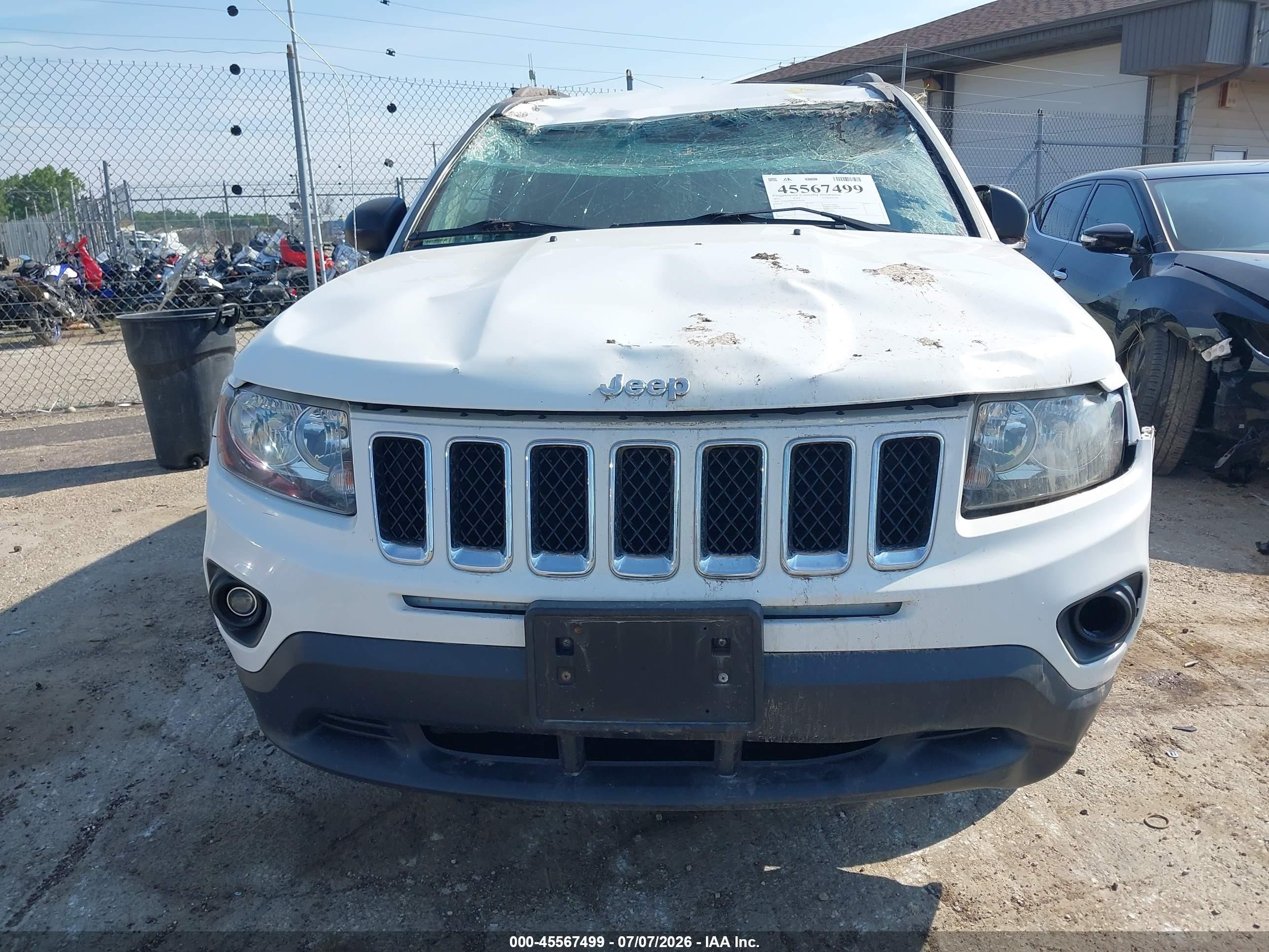 2015 Jeep Compass Sport White vin: 1C4NJDBB9FD225673