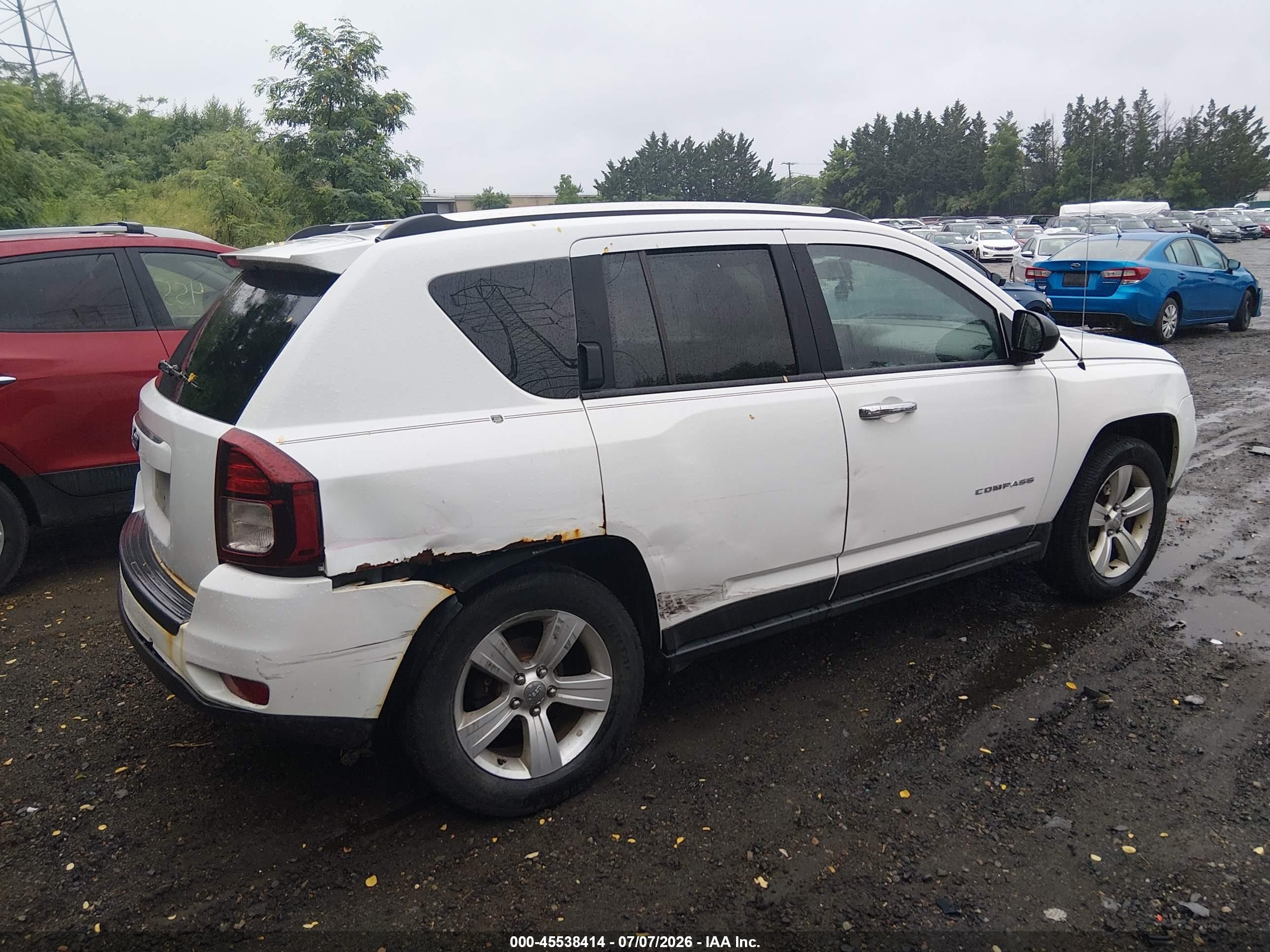 2014 Jeep Compass Sport White vin: 1C4NJDBBXED664900