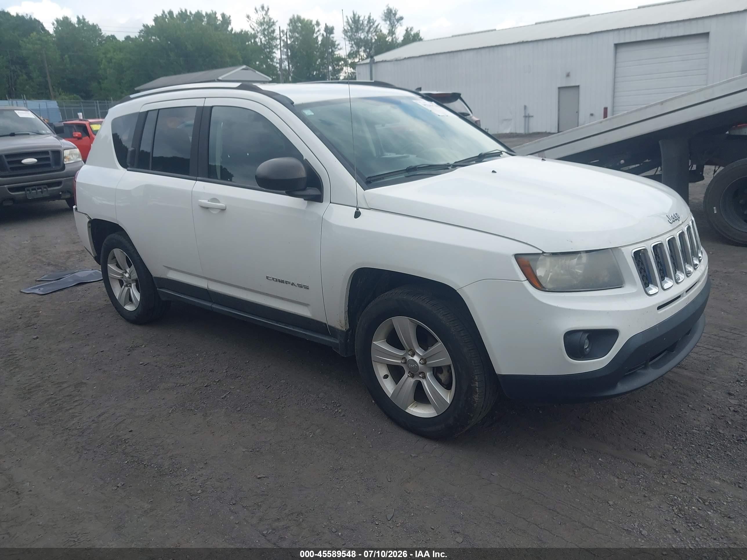 2014 Jeep Compass Sport White vin: 1C4NJDBBXED749123