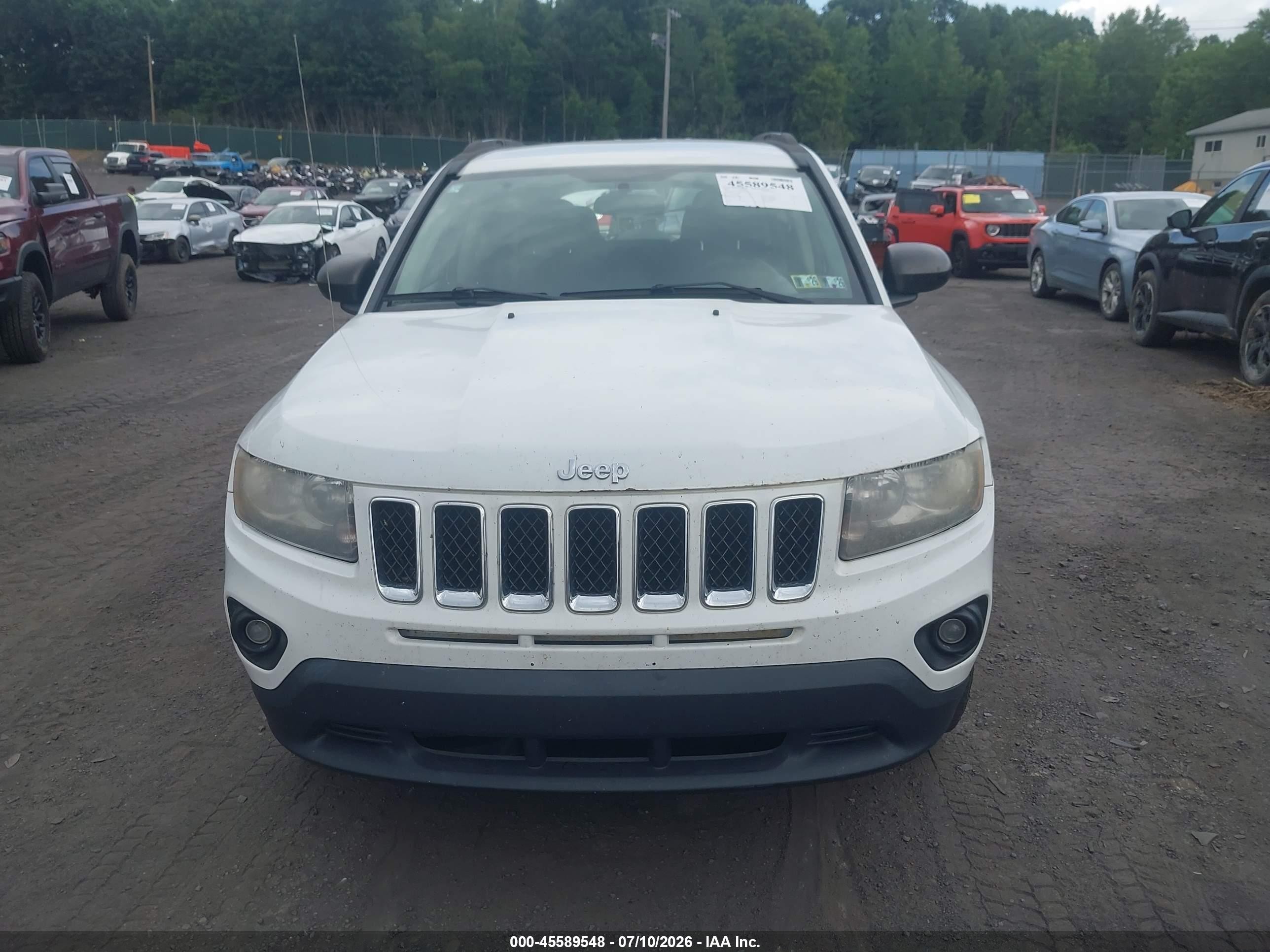 2014 Jeep Compass Sport White vin: 1C4NJDBBXED749123