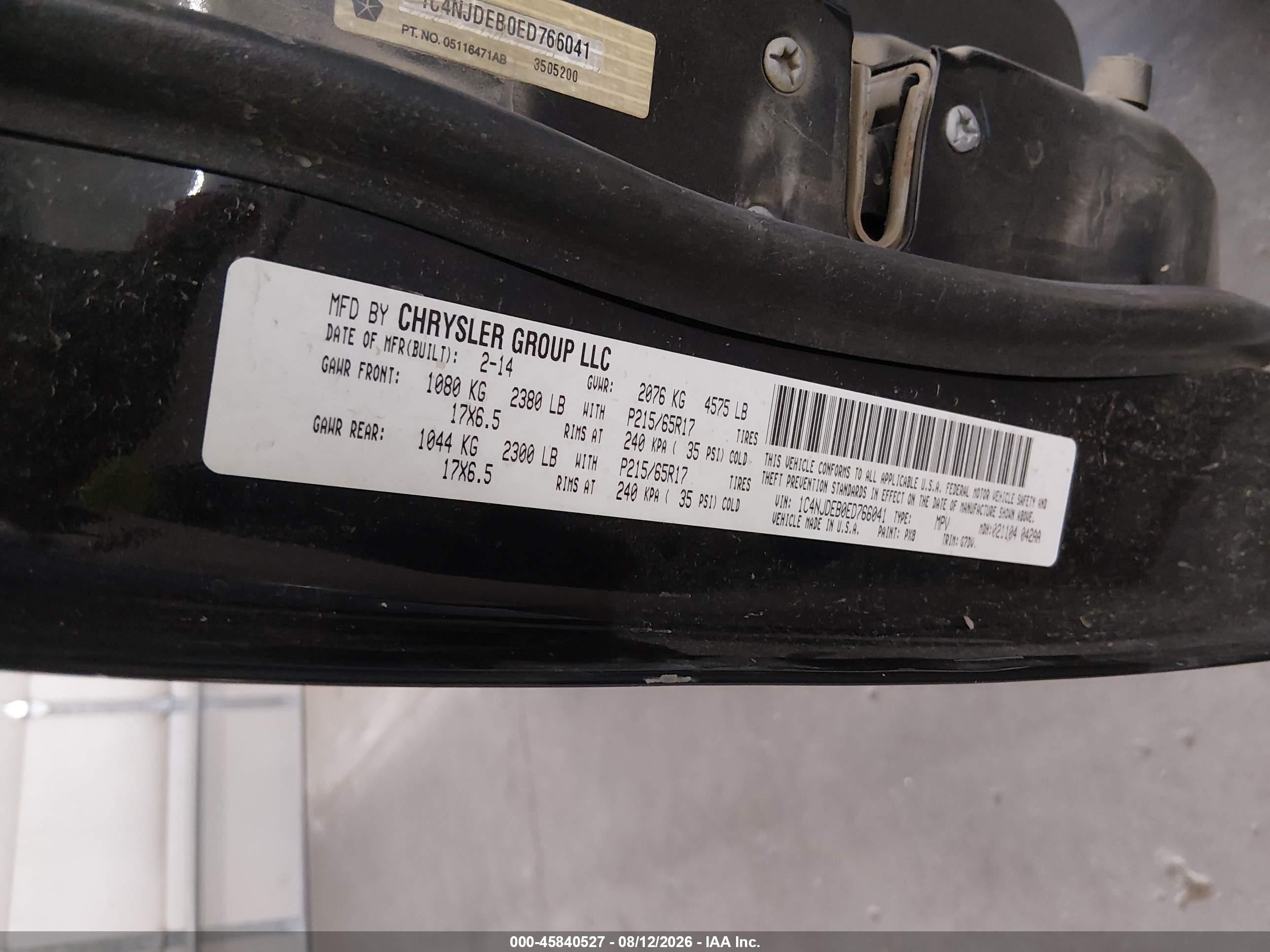 2014 Jeep Compass Latitude Black vin: 1C4NJDEB0ED766041