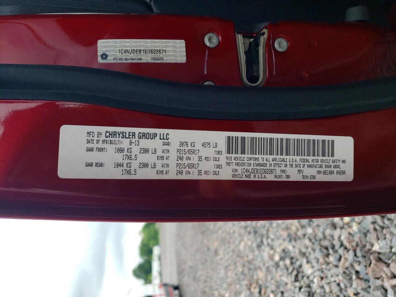 2014 Jeep Compass Latitude Red vin: 1C4NJDEB1ED622871