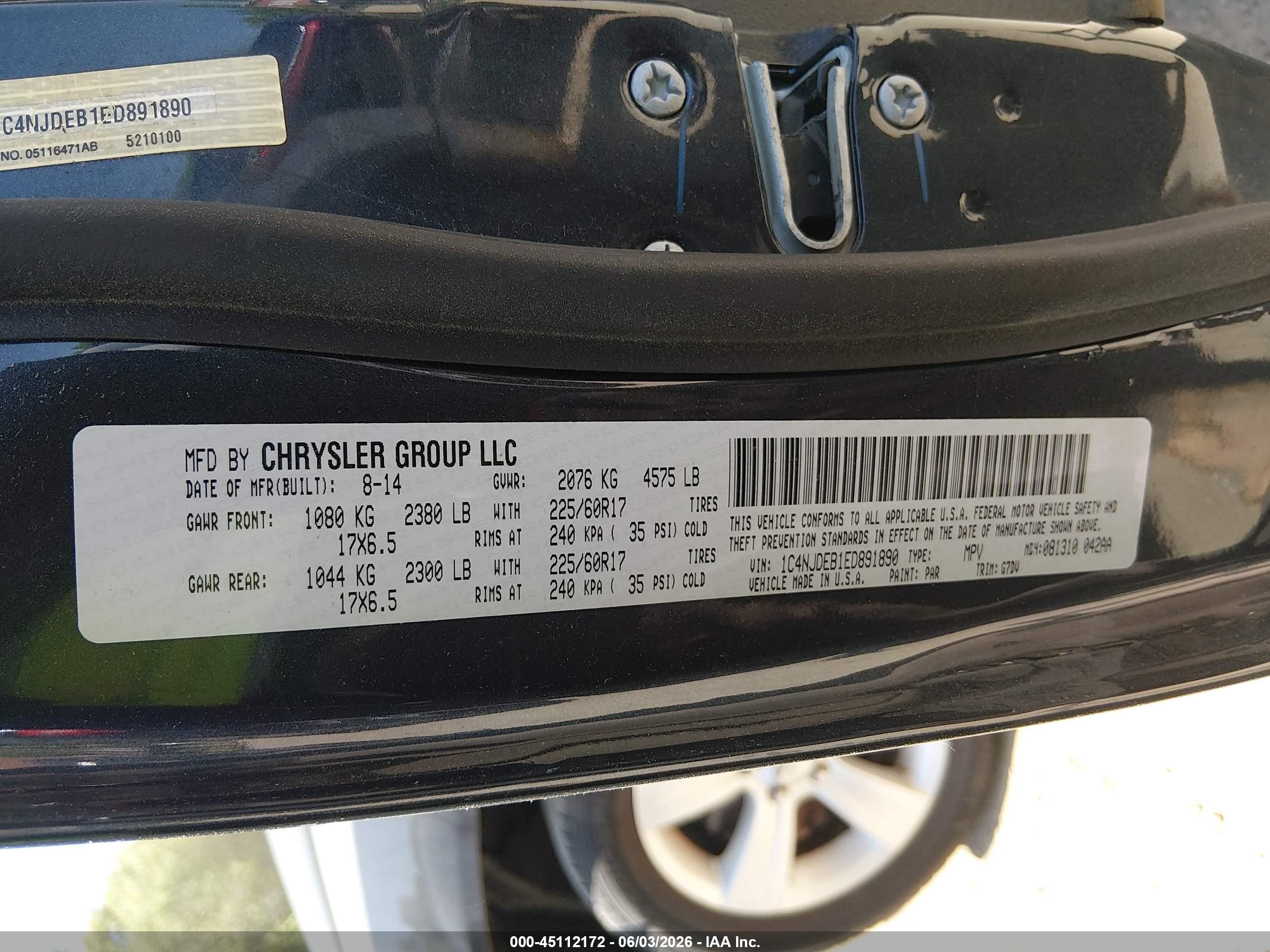 2014 Jeep Compass Latitude Gray vin: 1C4NJDEB1ED891890