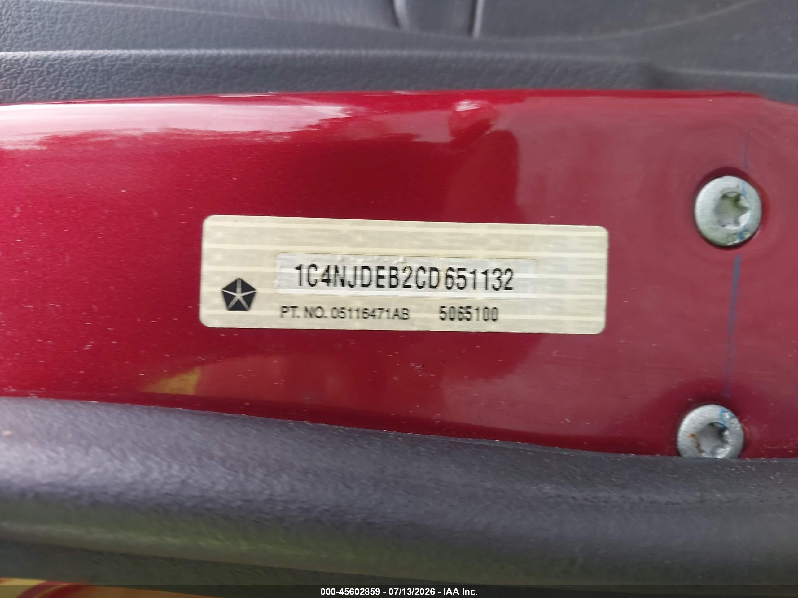 2012 Jeep Compass Latitude Red vin: 1C4NJDEB2CD651132