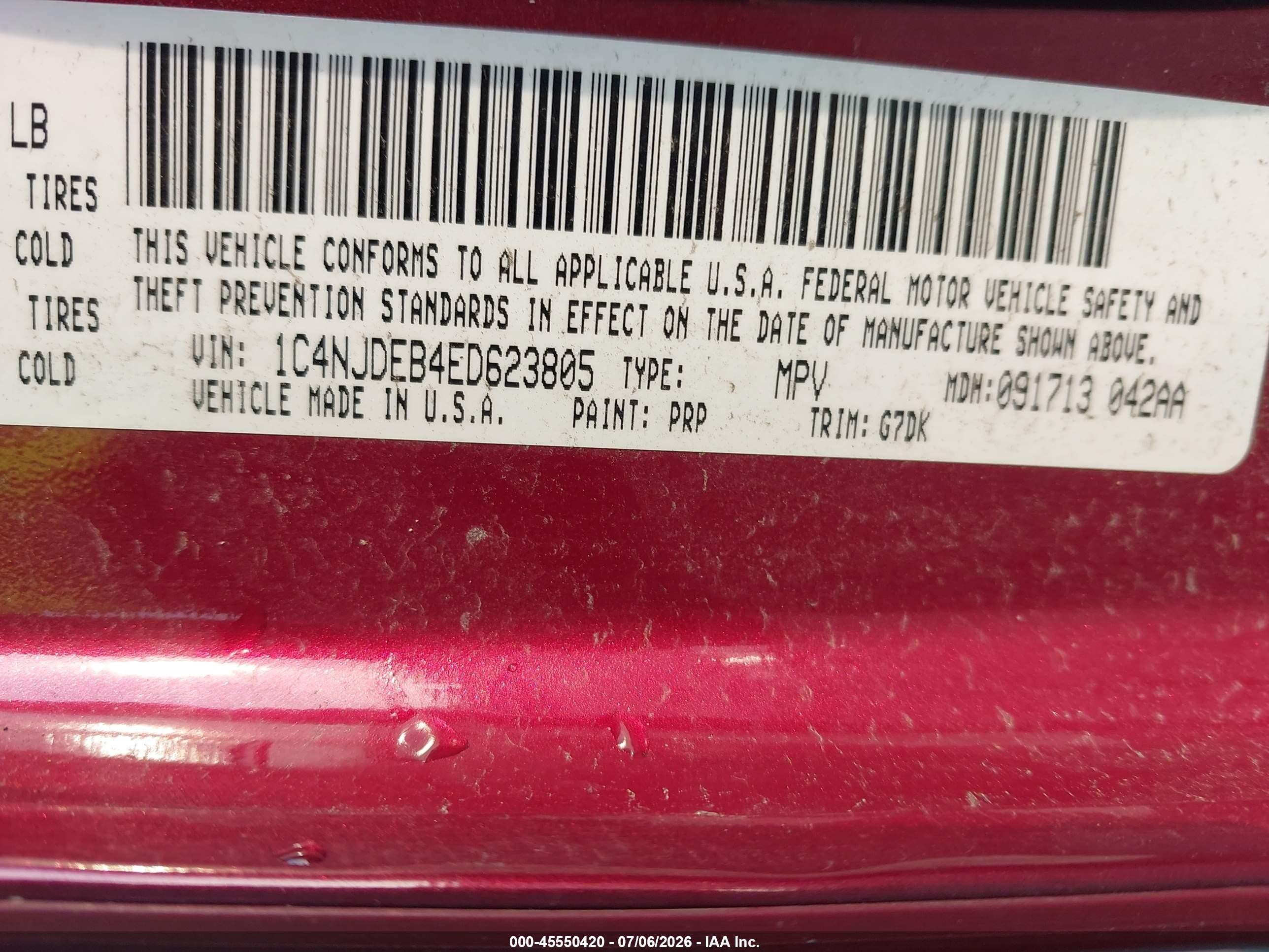 2014 Jeep Compass Latitude Maroon vin: 1C4NJDEB4ED623805